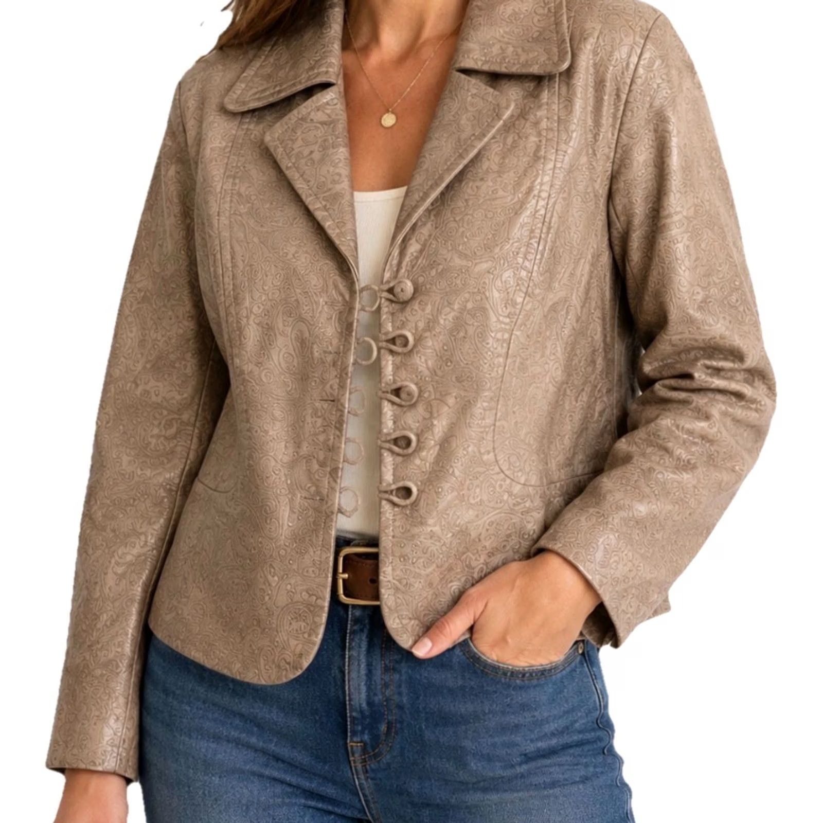 Vintage VINTAGE Y2K Red O Genuine Leather Moto Jacket Women’s Brown Zip Coat Size M / US 6-8 / IT 42-44 - 2 Thumbnail