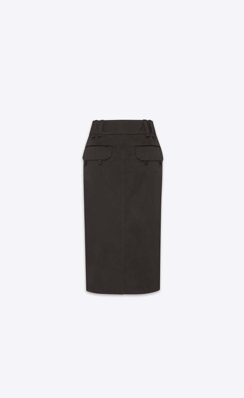 Saint Laurent Paris o1s1wg110625 786191 Pencil Skirt in Cotton in Dark Grey Size 24" / US 00 / IT 34 - 3 Thumbnail