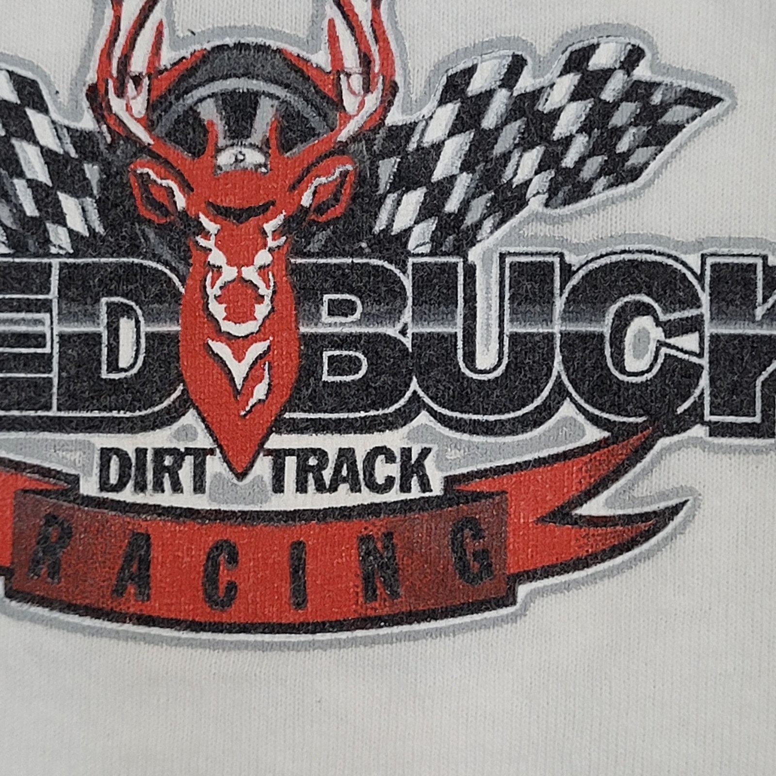 Vintage Vintage 90s Red-Buck Dirt Track Racing Shirt XL 24x27 Whtie Size US XL / EU 56 / 4 - 9 Thumbnail