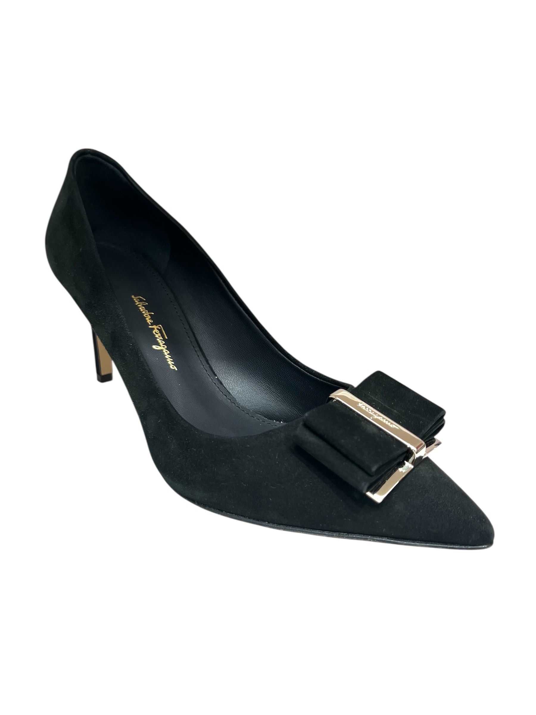 Salvatore Ferragamo Ferragamo Bow Suede Pumps SIZE 5.5 Size ONE SIZE - 1 Thumbnail