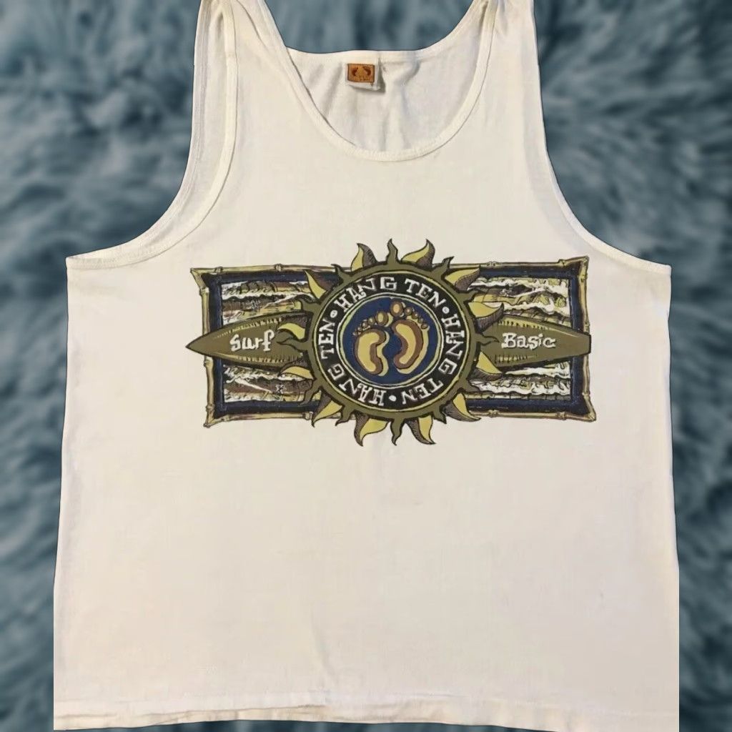 Hang Ten VINTAGE Hang Ten 90s Faded Tank Top Surf Grunge Vaporwave White S Short Sleeve T-Shirt Mens USA Beach Ocean OP 80s Size US S / EU 44-46 / 1 - 1 Thumbnail