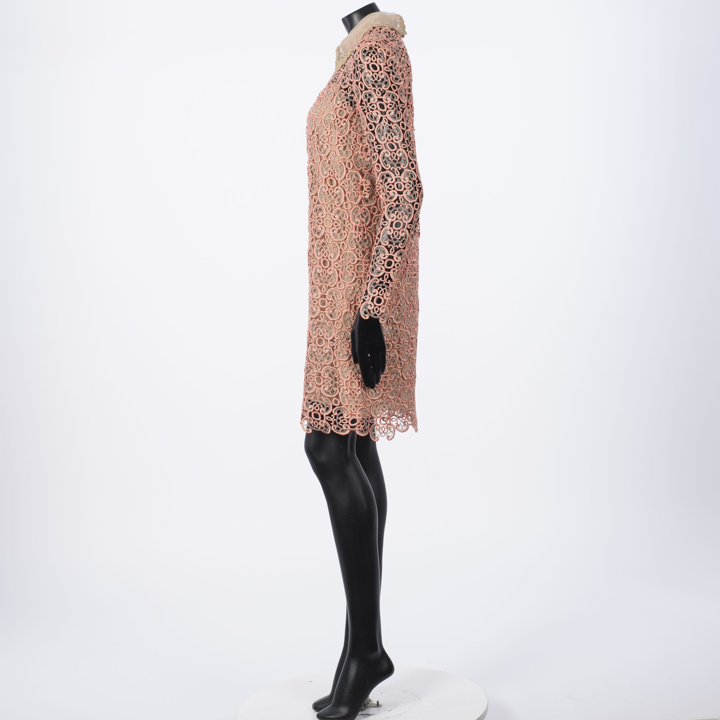 Fendi Macramé Lace Sheer Yoke Shift Dress Size XS / US 0-2 / IT 36-38 - 3 Thumbnail