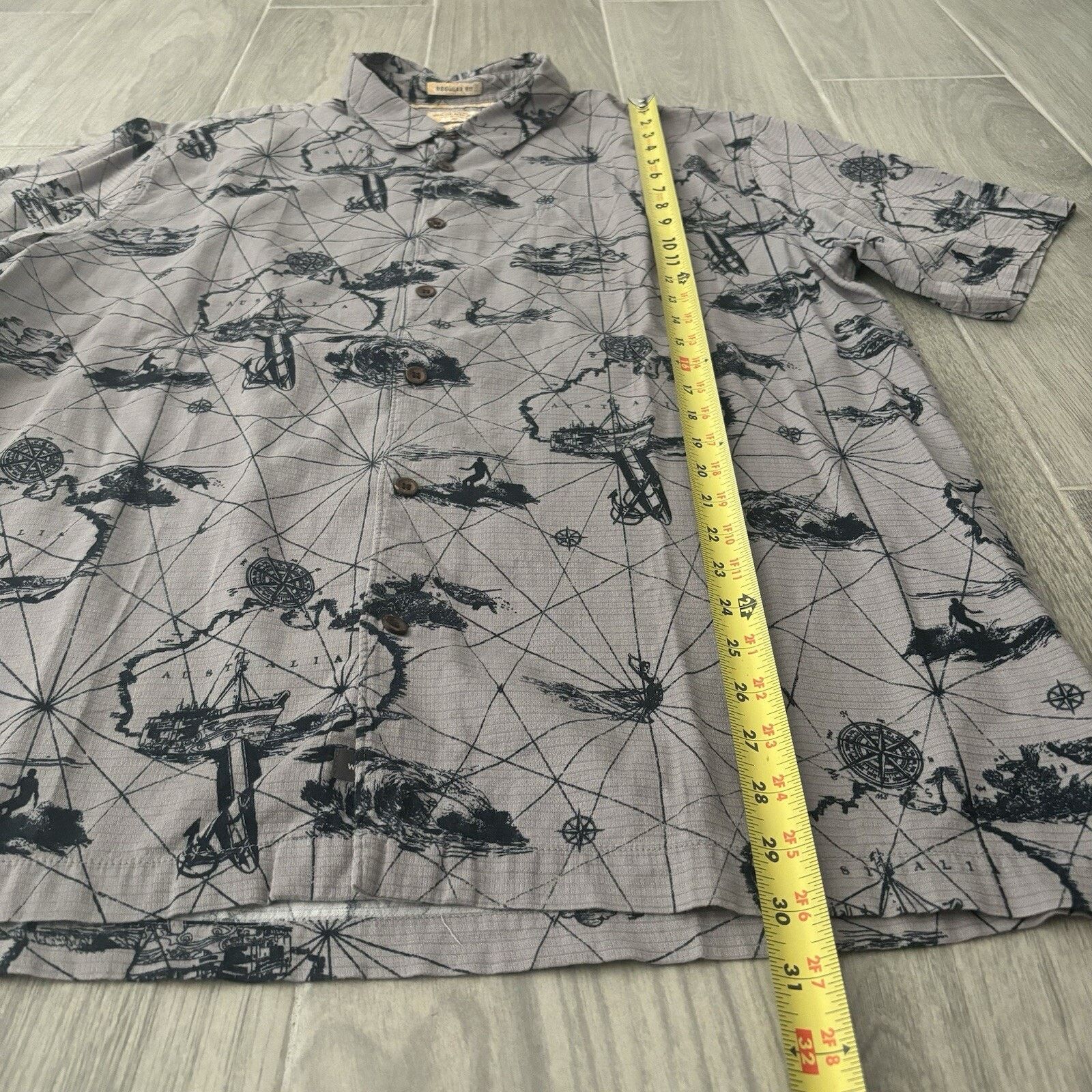 Quiksilver Quiksilver Men’s XXL Waterman Collection Grey Waves Shirt Size US XXL / EU 58 / 5 - 10 Thumbnail