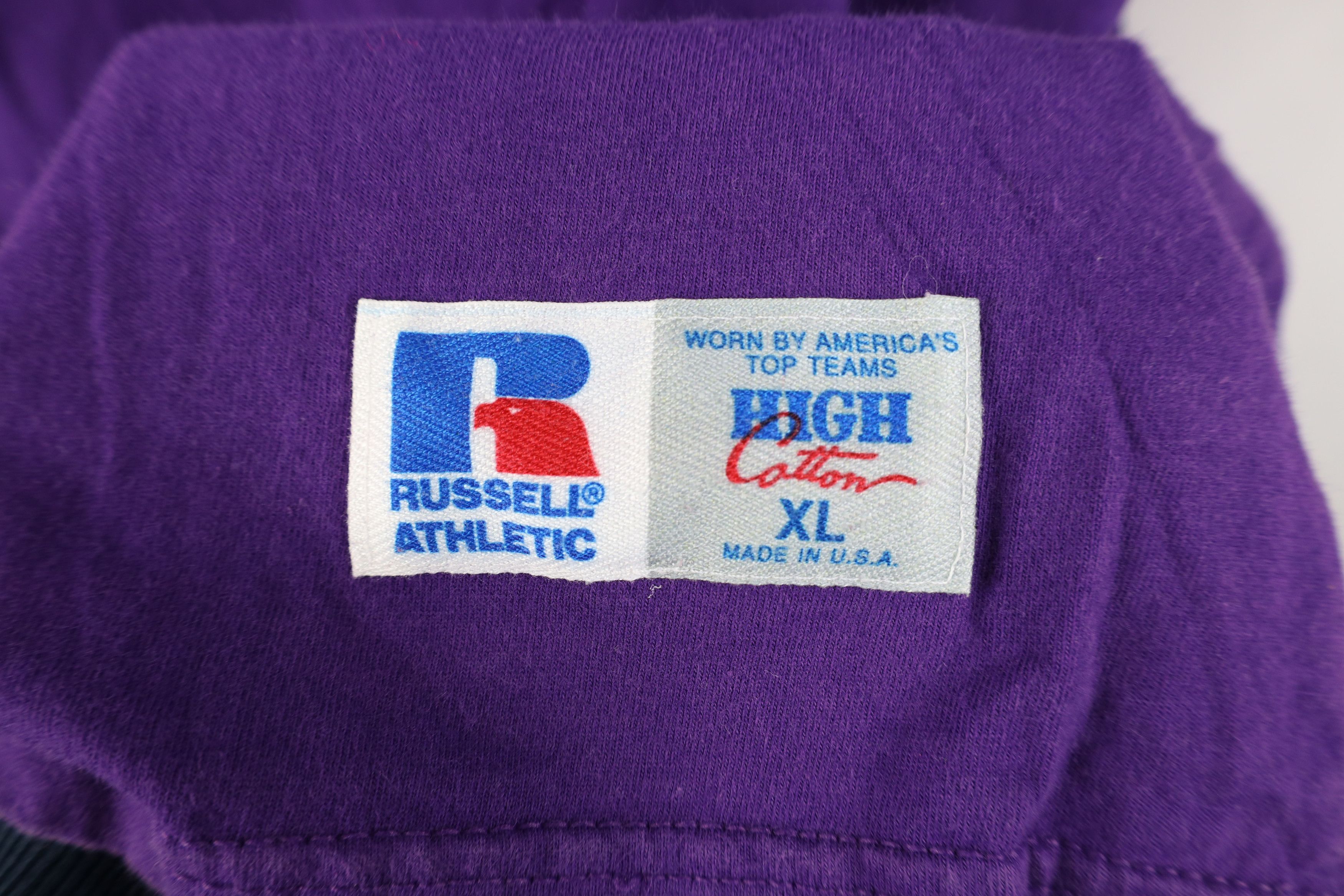 Russell Athletic Vintage 90s Russell Athletic Blank Cotton T-Shirt Purple USA Size US XL / EU 56 / 4 - 4 Thumbnail