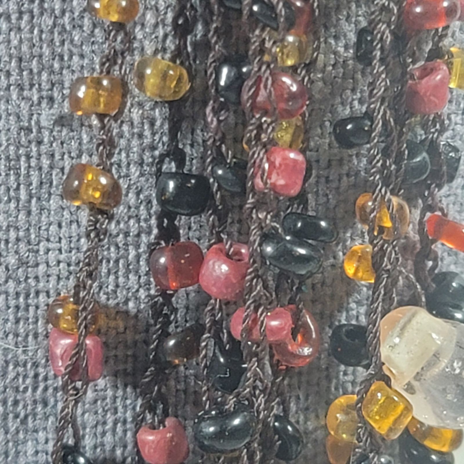 Other 12" Multi Strands Braided Rope Brown Pink Beaded Necklace Size ONE SIZE - 5 Thumbnail