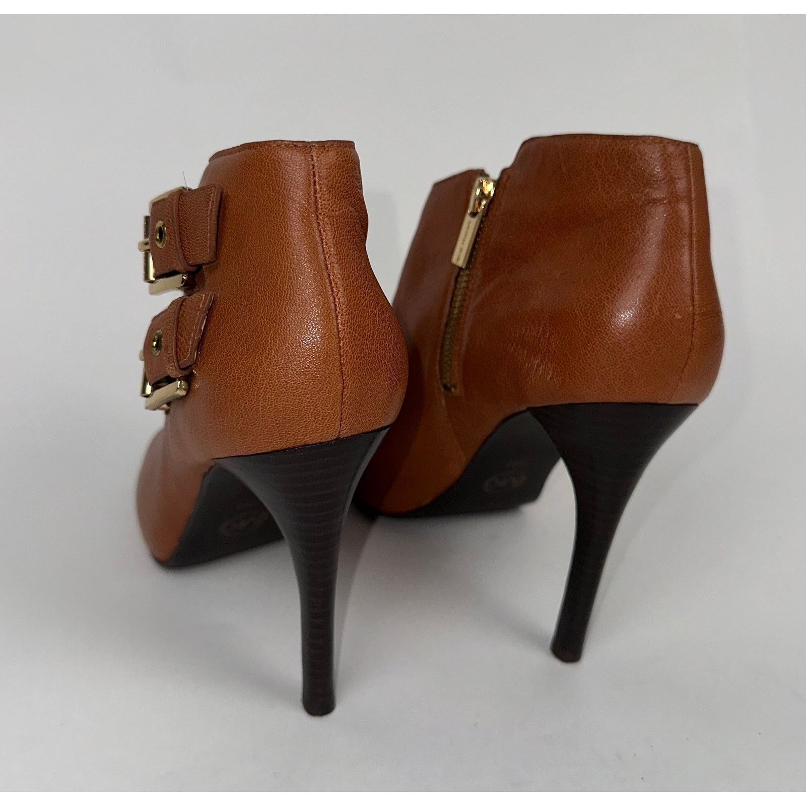 Michael Kors Michael Kors Tan Leather Peep Toe Booties Size US 10 / IT 40 - 3 Thumbnail