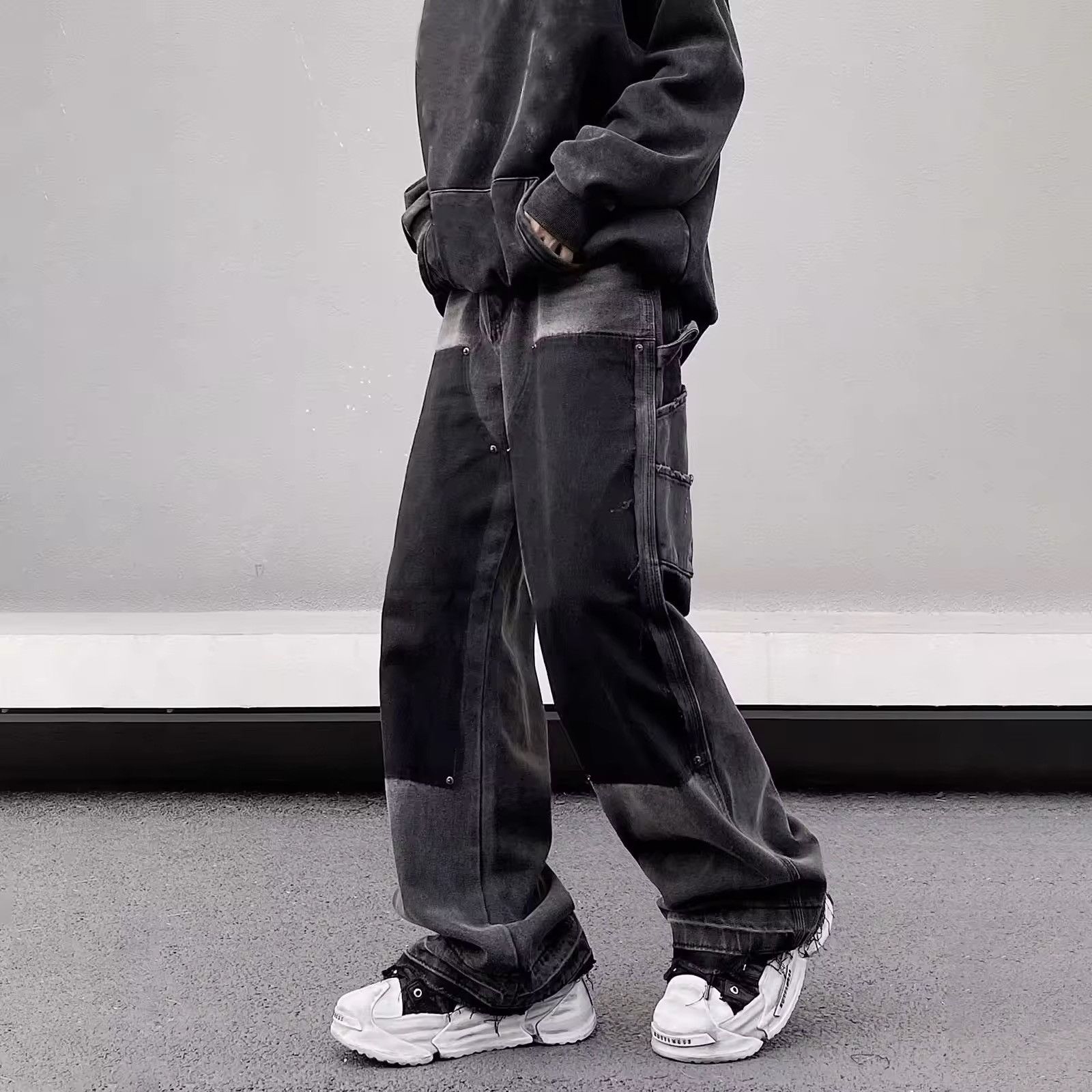 Japanese Brand × Vintage Streetwear Ink Splicing Flare Jeans Size US 28 / EU 44 - 2 Thumbnail