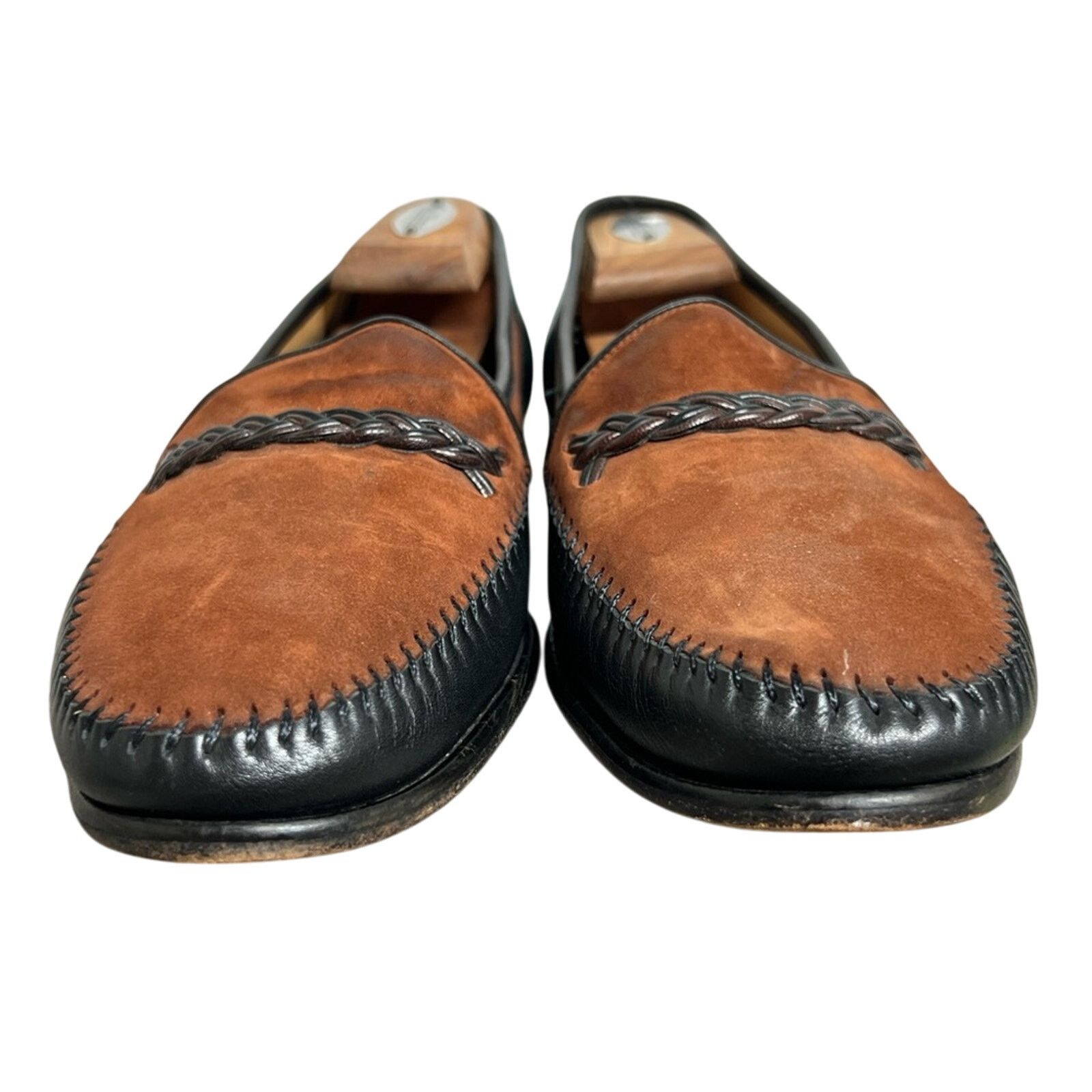 Magnanni Men's Magnanni Brown Black Two Tone Leather Loafers Shoes Size US 11 / EU 44 - 3 Thumbnail