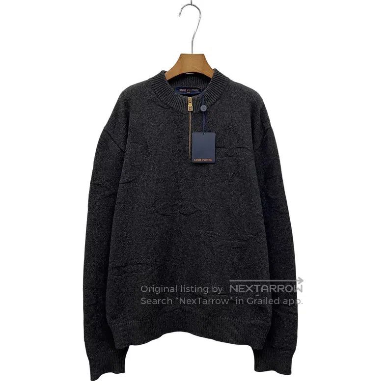 Louis Vuitton Dark Grey Jacquard Half Zip Sweater