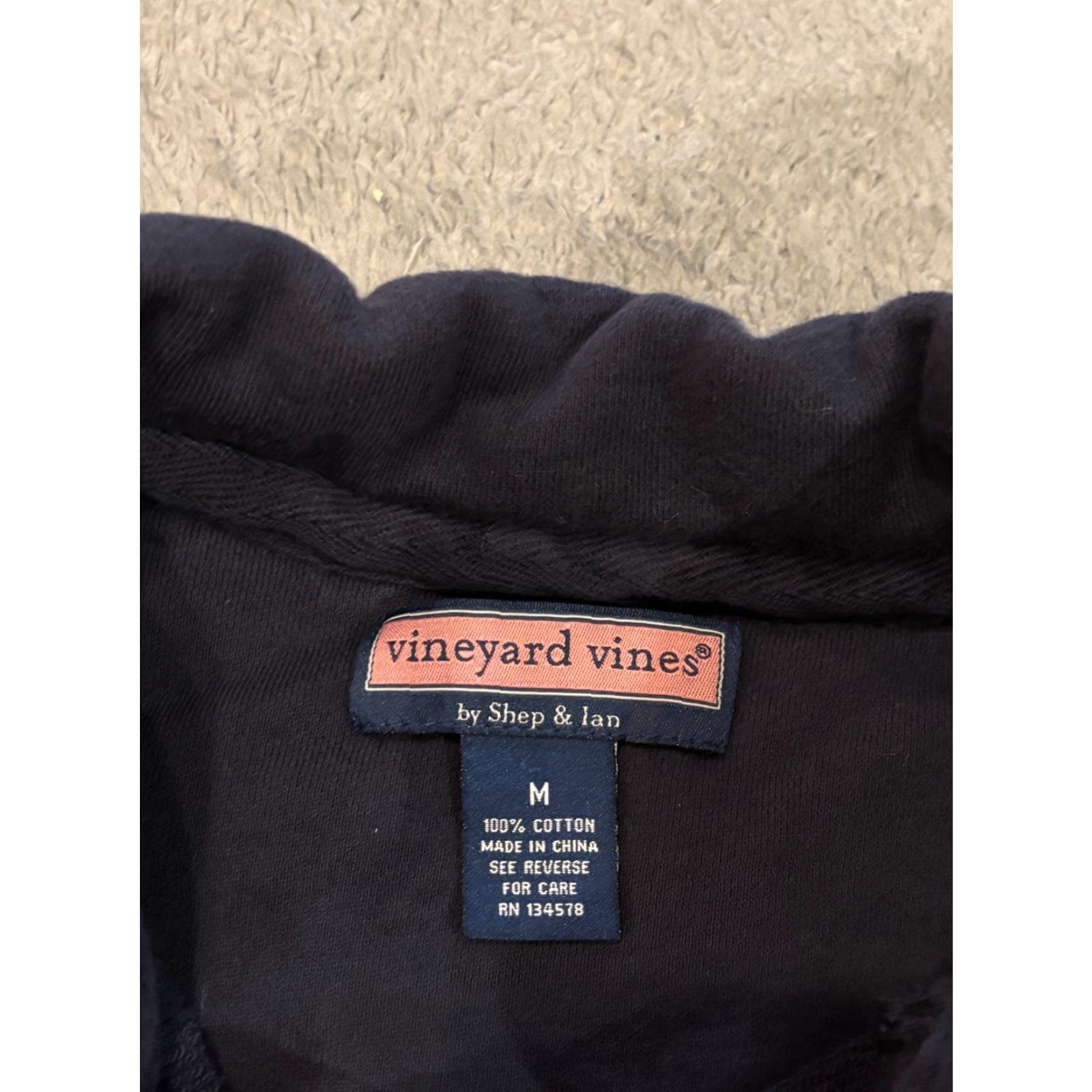 Vineyard Vines Vineyard Vines 1/4 Zip Fleece Mens Medium Navy Blue Pullover Outdoor Jacket Size US M / EU 48-50 / 2 - 2 Thumbnail