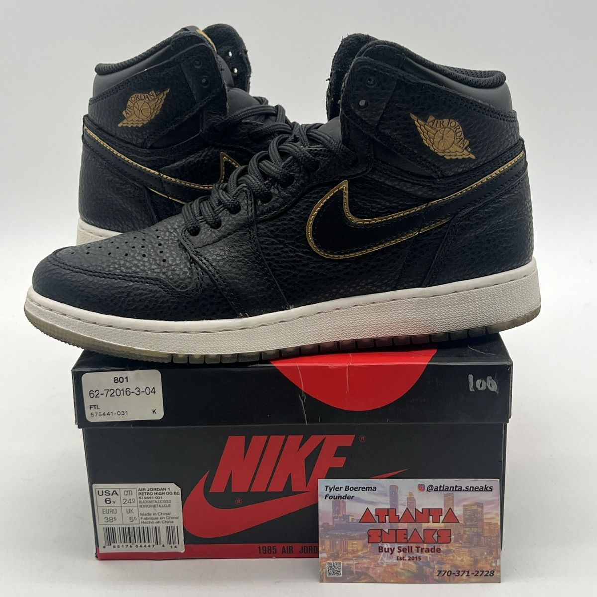 image of Nike Air Jordan 1 High City Of Flight Shoes in Black, Men's (Size 6)