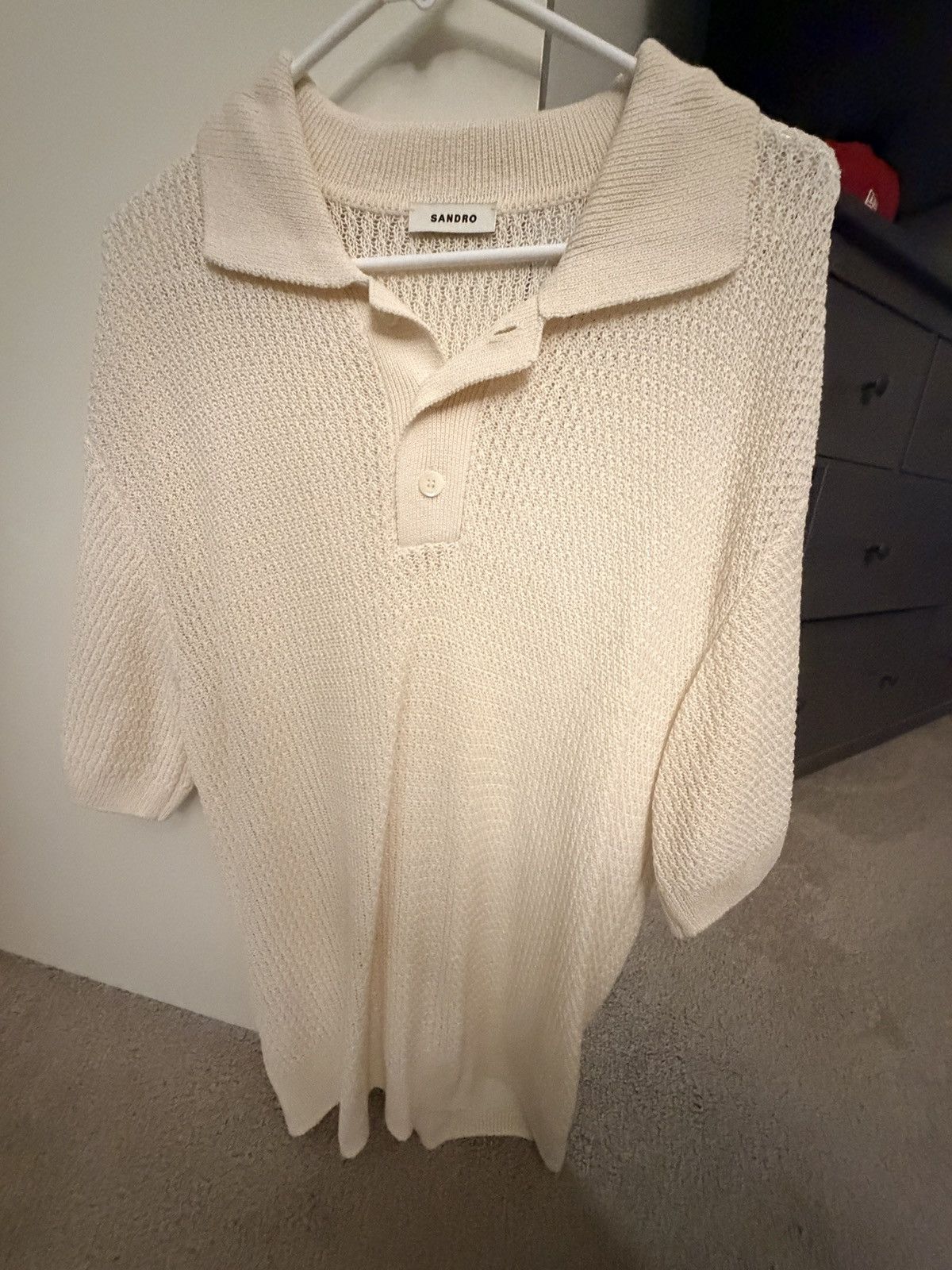 Sandro Short-sleeved waffle-effect polo shirt beige/sand Size US M / EU 48-50 / 2 - 3 Thumbnail