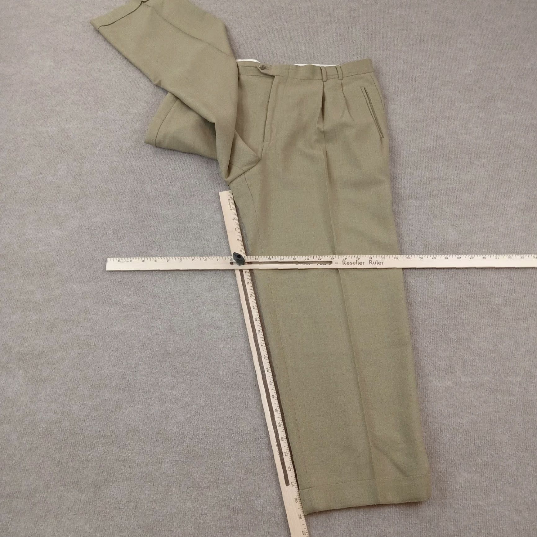 Vintage Ballin Mens Chino Pants Beige 38 Regular Straight Leg Pleated Wool Blend Size US 38 / EU 54 - 2 Thumbnail