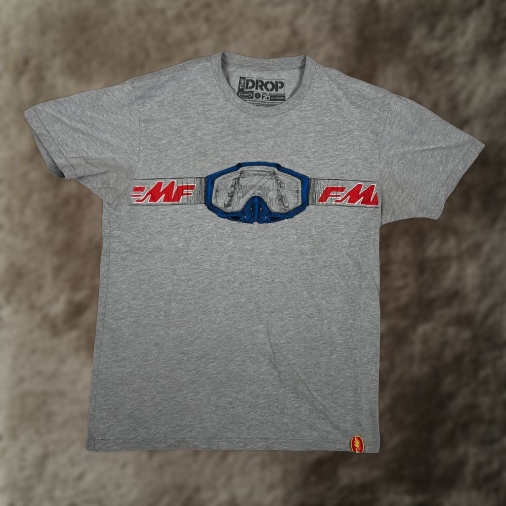 Vintage VINTAGE FMF The Drop T-Shirt Mens M/L Gray Goggles Zach Osborne Motocross Racing Tee Size US M / EU 48-50 / 2 - 1 Thumbnail