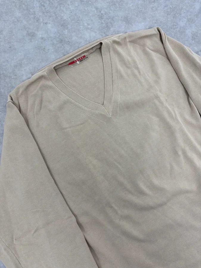 Prada 2000s Prada Beige V-Neck Sweater Size US M / EU 48-50 / 2 - 5 Thumbnail