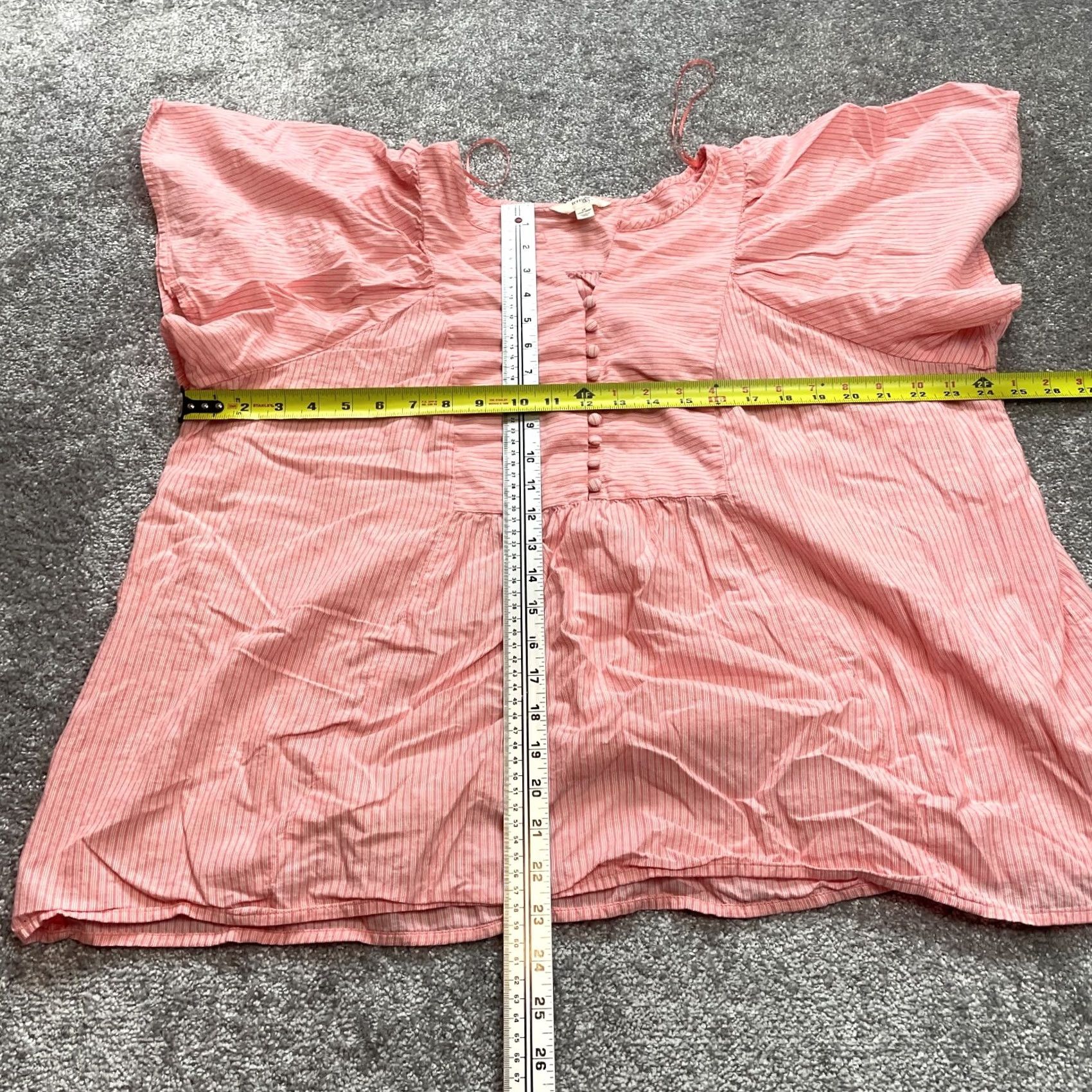 Vintage Terra & Sky Blouse Shirt Womens 1X 16W-18W Pink Cotton Top Knit Long Sleeve V-Neck Button Casual Style Basic Size XL / US 12-14 / IT 48-50 - 4 Thumbnail