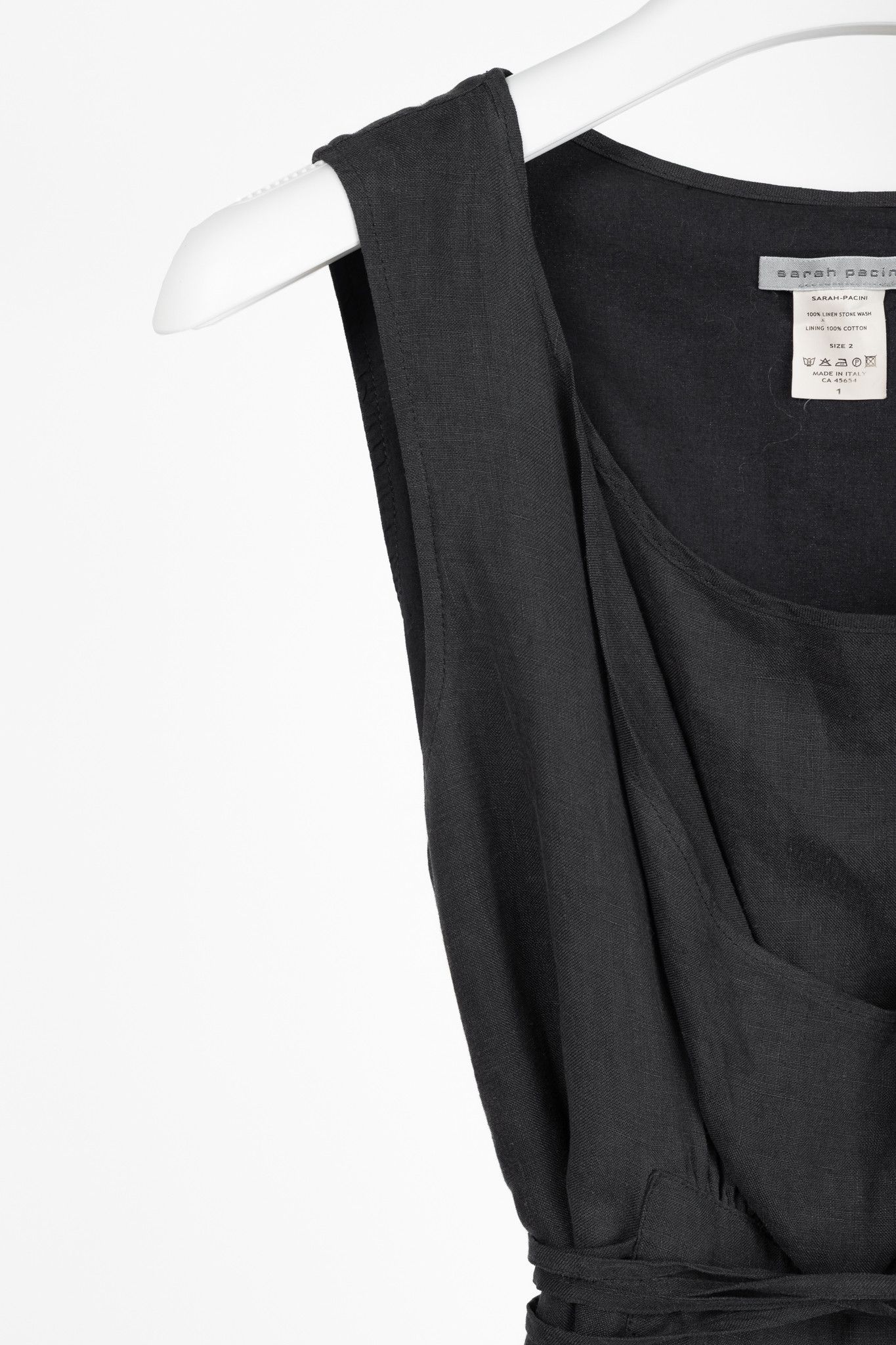 Sarah Pacini Sarah Pacini Grey Linen Tie-Waist Sleeveless Midi Dress Size M / US 6-8 / IT 42-44 - 5 Thumbnail