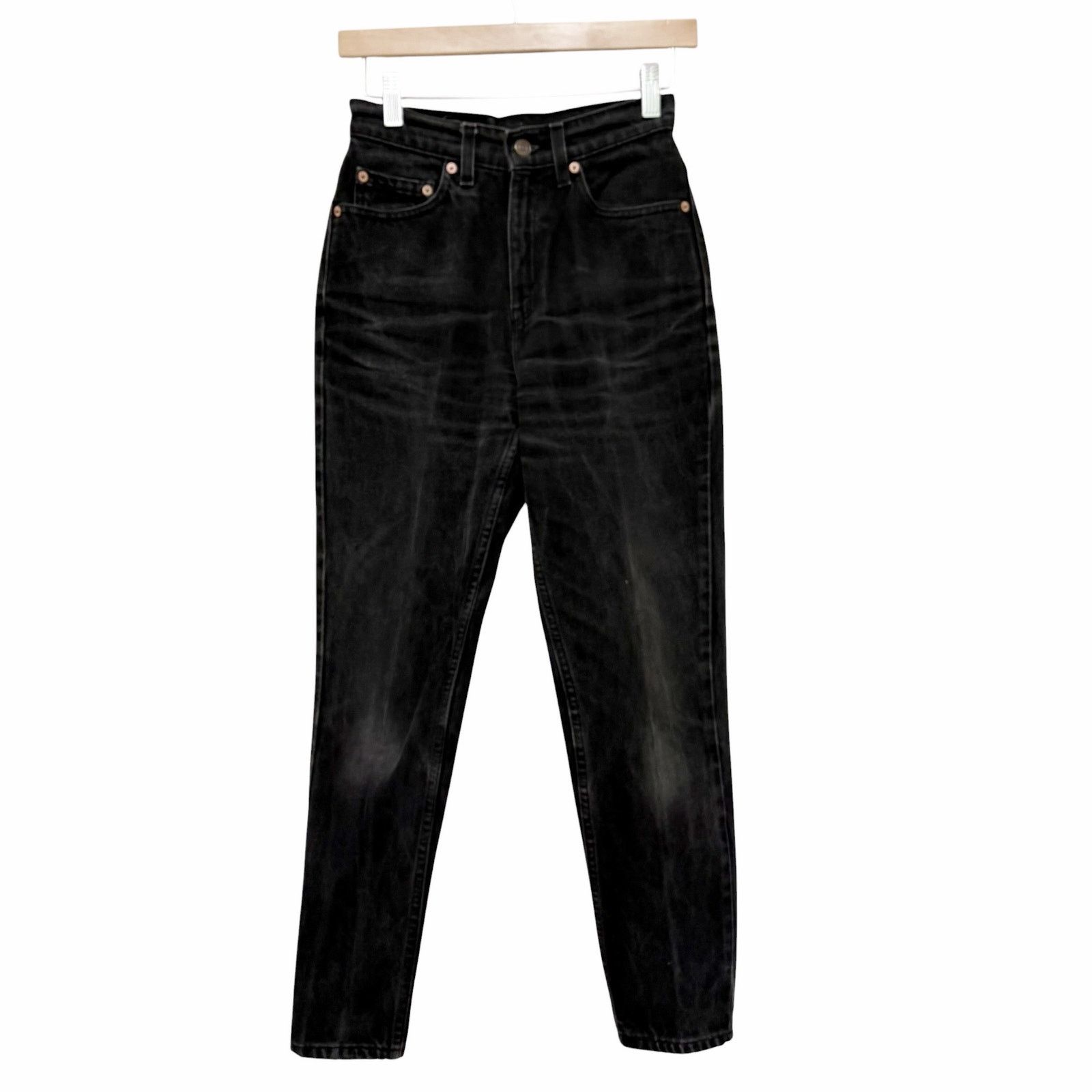 Levi's Vintage Levis 521 Black Tapered Leg High Waisted Jeans Sz 24 Size 24" / US 00 / IT 34 - 1 Thumbnail