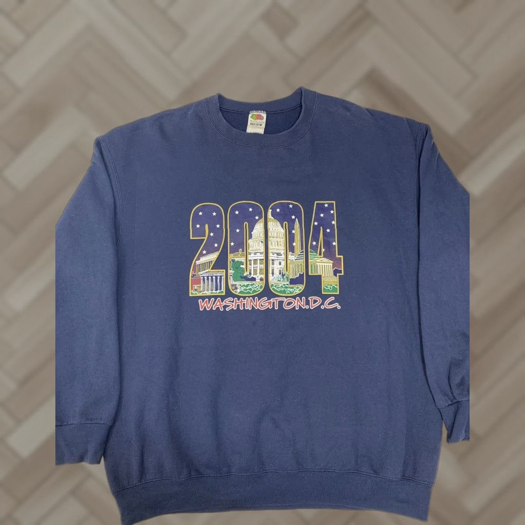 Fruit Of The Loom Fruit of the Loom 2004 Washington DC Sweater 535 XL Blue Fleece Crew Neck Logo Sweatshirt Pullover Unisex Adults Graphic Print American Theme Size US XL / EU 56 / 4 - 1 Thumbnail