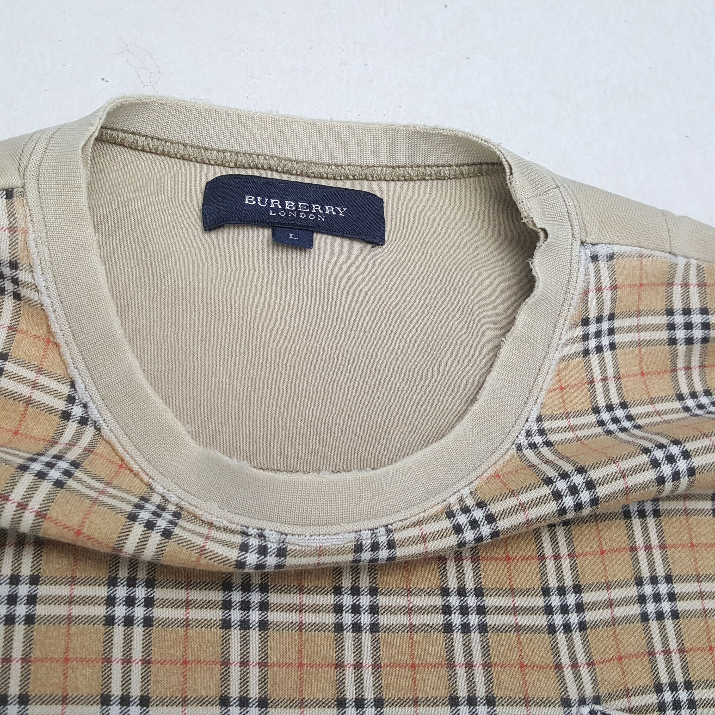 Burberry × Vintage BURBERRY LONDON Nova Check Custom Art Distressed Sweatshirt Size US L / EU 52-54 / 3 - 11 Thumbnail