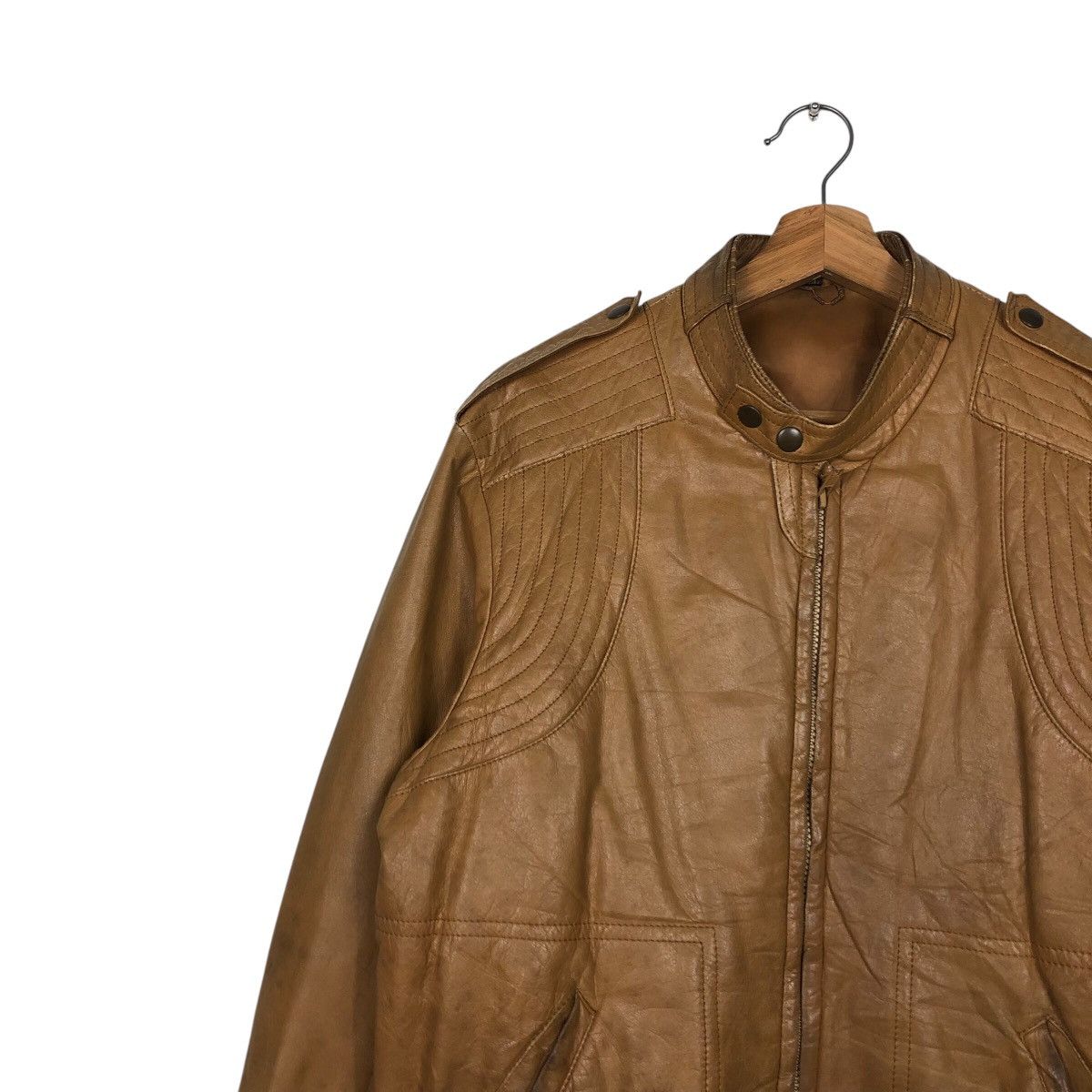 Japanese Brand 📌Vintage Biker Leather Jacket Unknown Brand Issey Miyake Size US L / EU 52-54 / 3 - 7 Thumbnail