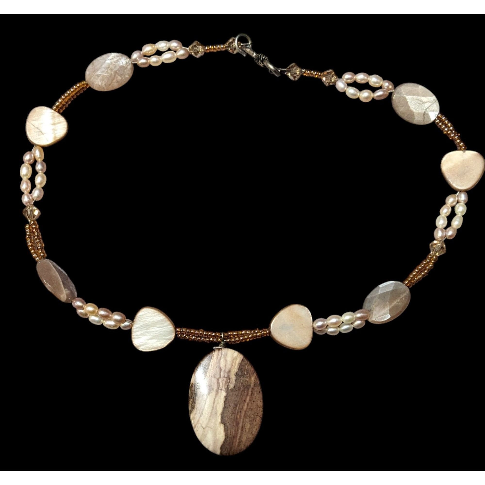Other Brown Jasper Glass Pearl And Shell Beaded Necklace Size ONE SIZE - 1 Thumbnail