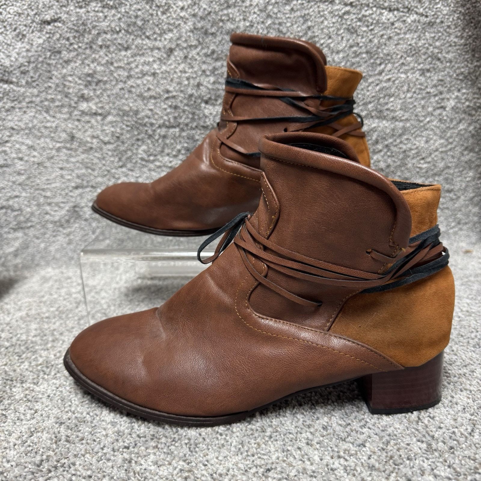 Other Suede Leather Ankle Boots Women Size 10.5 Boho Western Retro Size US 10.5 / IT 40.5 - 1 Thumbnail
