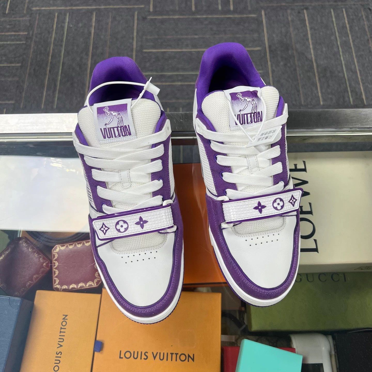 Louis Vuitton LV TRAINER White Purple New in box tried on UK8.5 Size US 8.5 / EU 41-42 - 1 Thumbnail