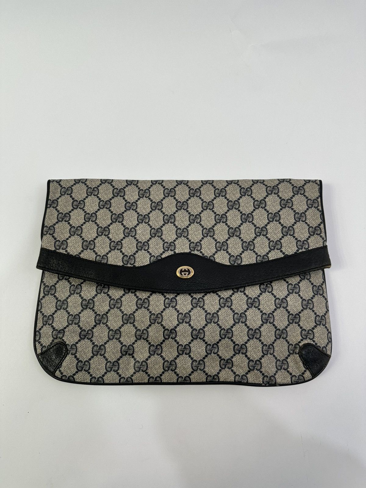 Gucci × Vintage GUCCI GG Canvas Clutch Bag PVC Leather Navy Size ONE SIZE - 1 Thumbnail