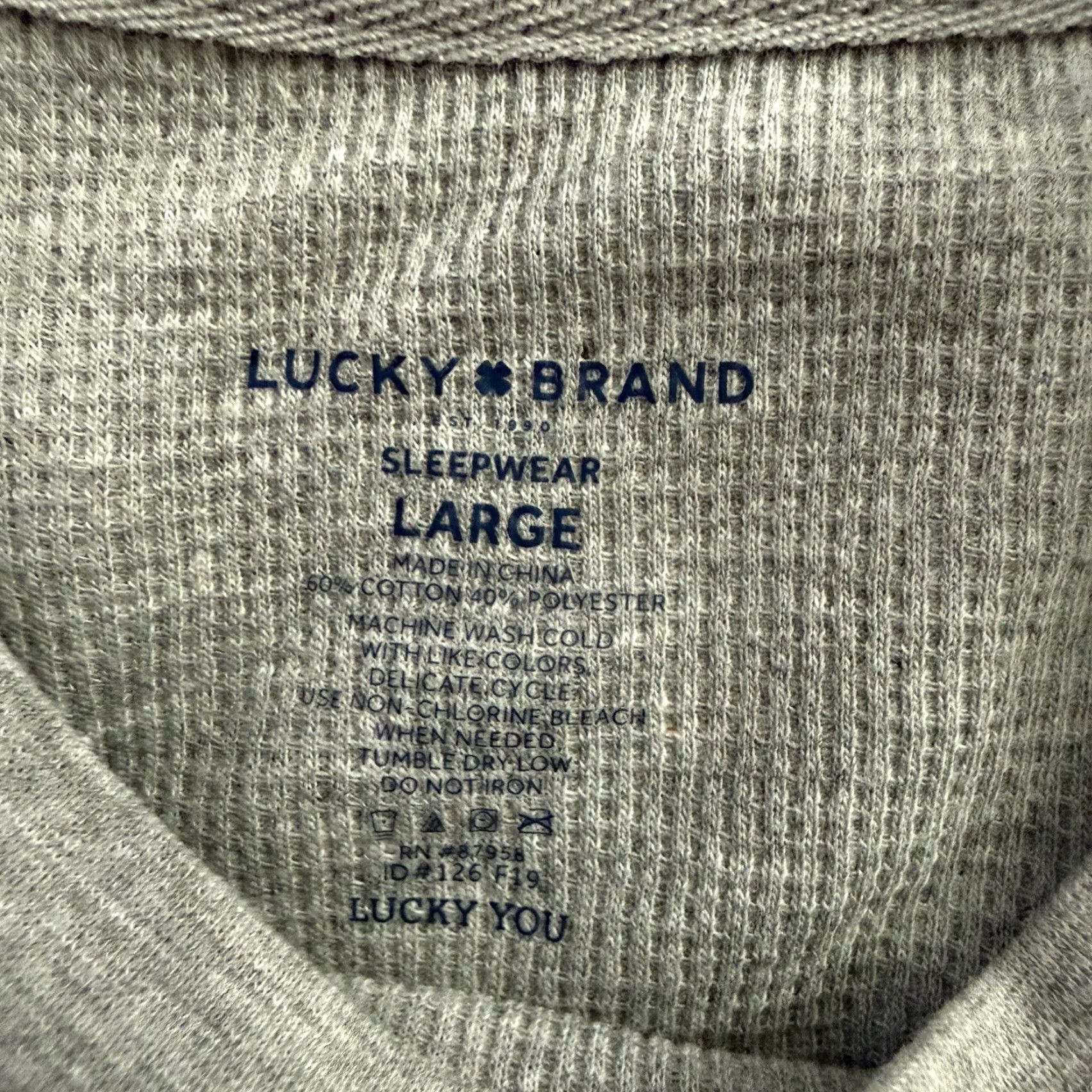Lucky Brand Lucky Brand Thermal T-Shirt Mens Large Gray Logo Sleepwear Waffle Knit California Size US L / EU 52-54 / 3 - 2 Thumbnail