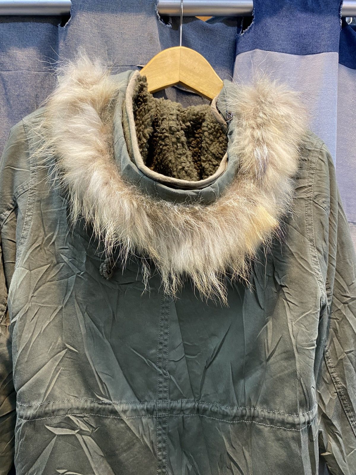Other Olive green parka jacket with a furry hood Size US L / EU 52-54 / 3 - 8 Thumbnail