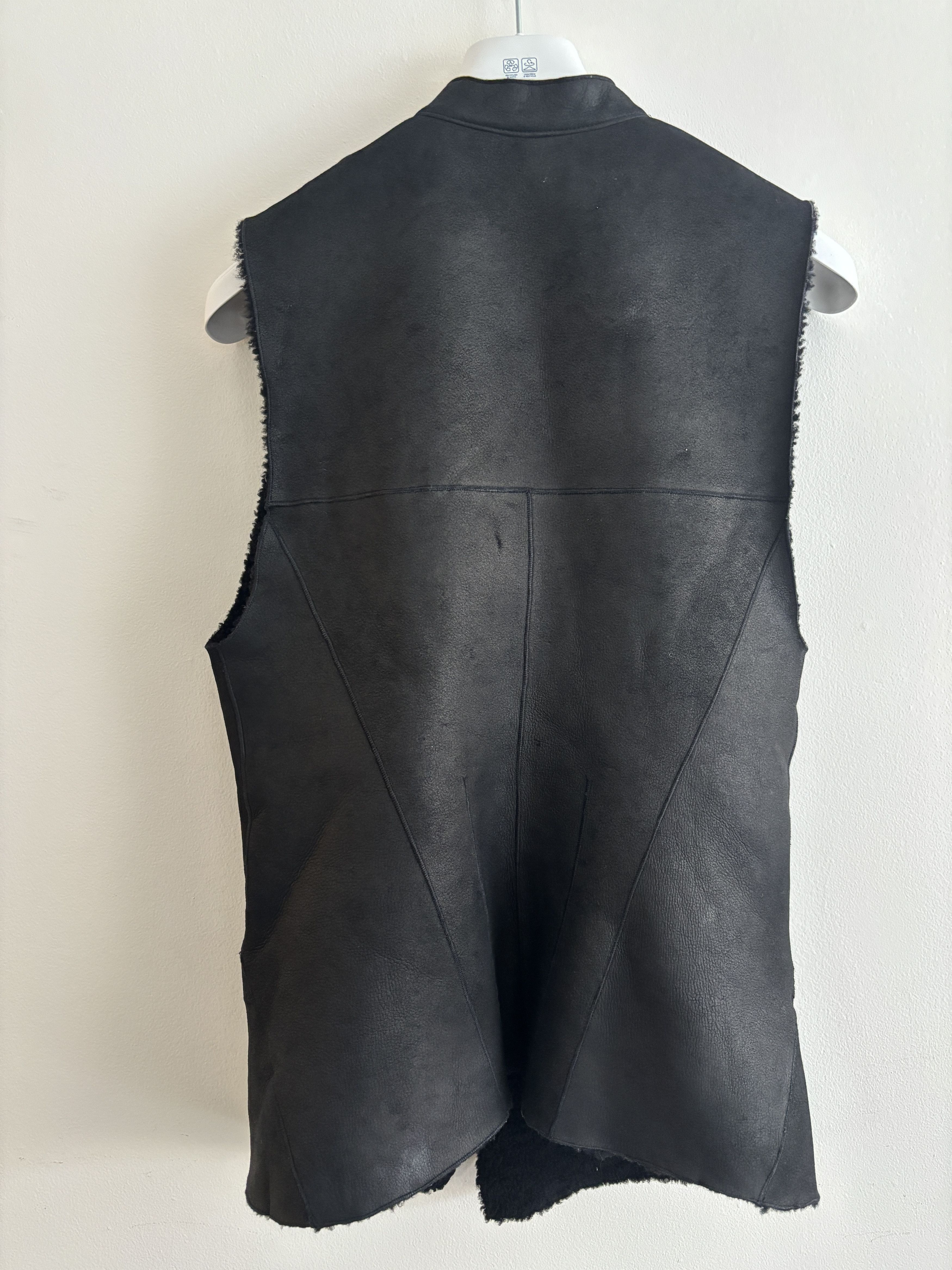 Belstaff $1200 Black Leather Shearling/ Sheepskin Vest - Small Size S / US 4 / IT 40 - 4 Thumbnail