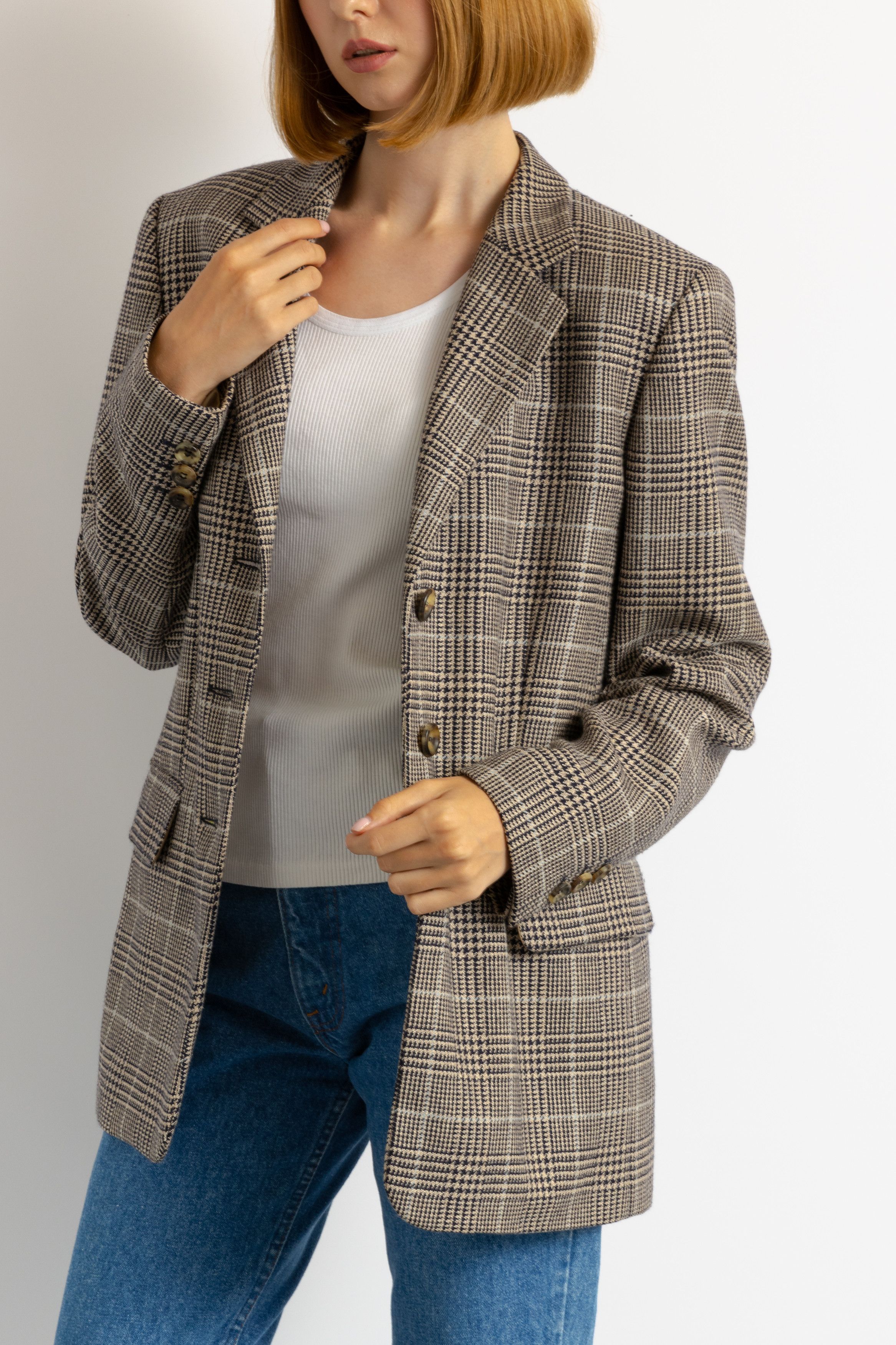 Escada ESCADA Sport Checked Wool Schurwool Blazer 7587 Size S / US 4 / IT 40 - 3 Thumbnail