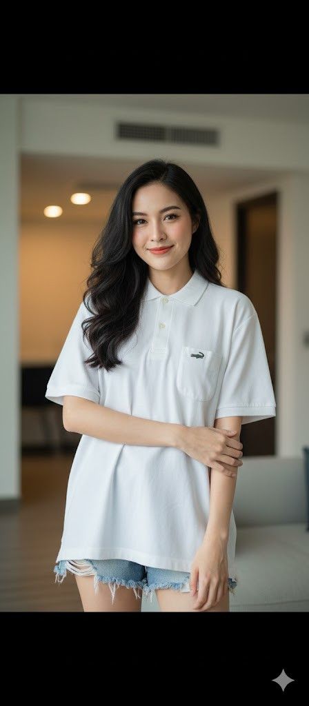 E34 Vintage 80’s Crocodile WHITE POLO SINGE STICH
