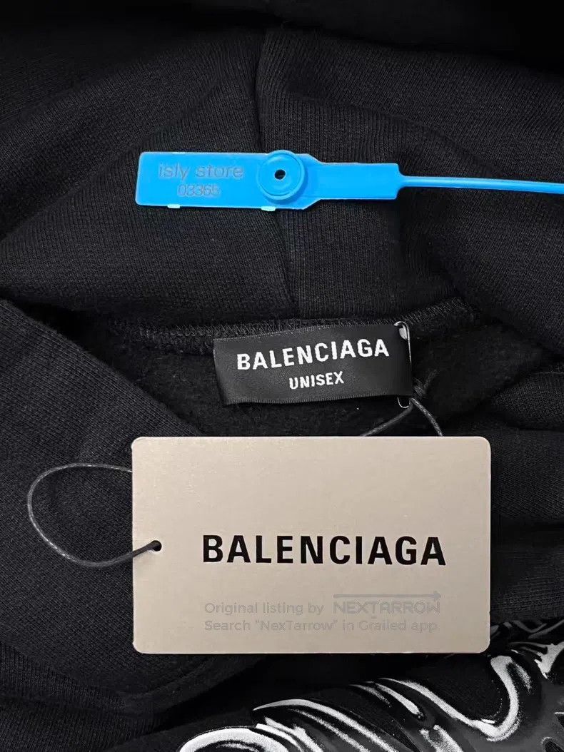 Balenciaga Balenciaga Letter Print Fleece Drawstring Hooded Sweatshir Size US L / EU 52-54 / 3 - 4 Thumbnail