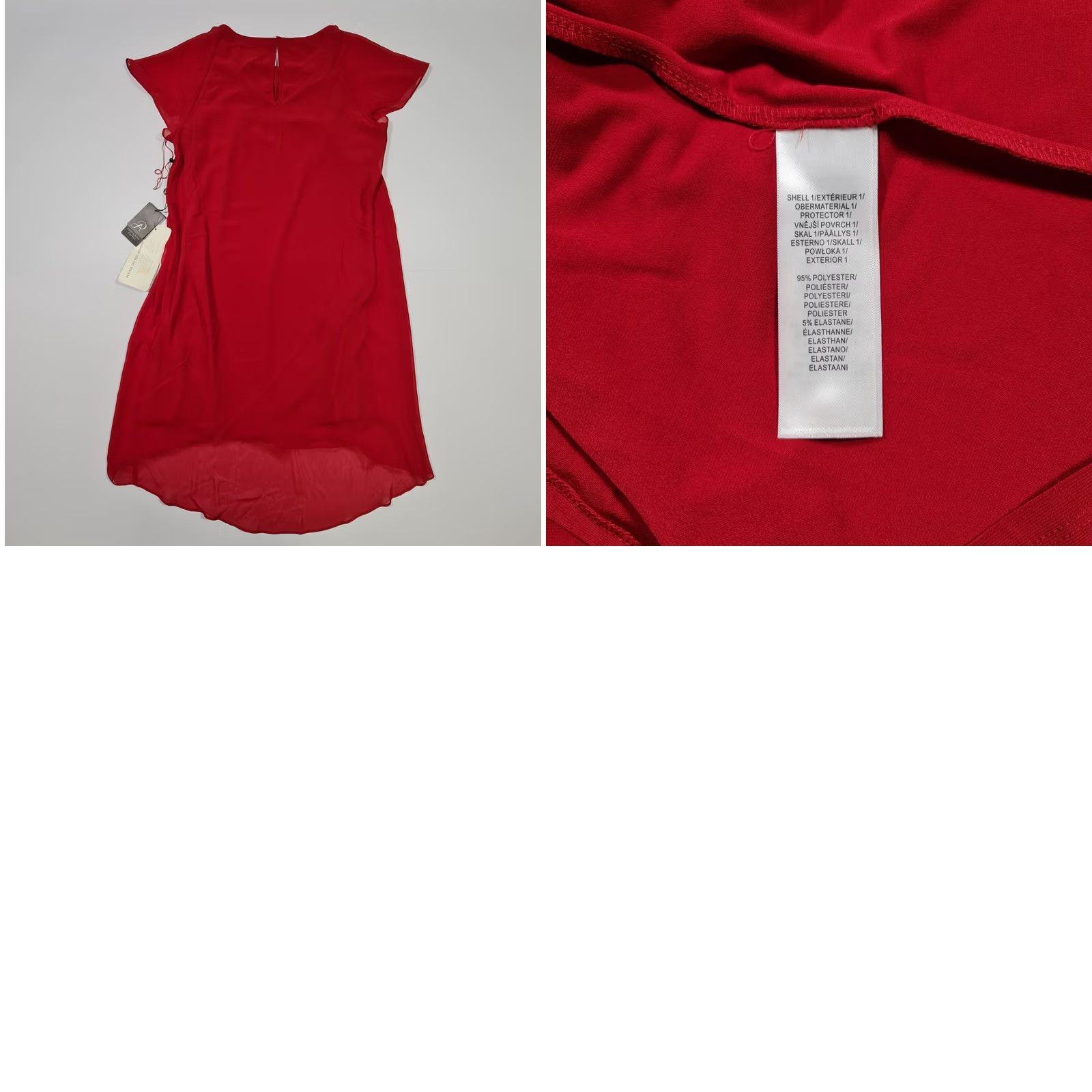 Adrianna Papell Adrianna Papell Dress Womens Red Small Short Sleeves Round Neck Short Length A-Line Party Cocktail Wedding Dry Clean Only Size 28" / US 6 / IT 42 - 8 Thumbnail