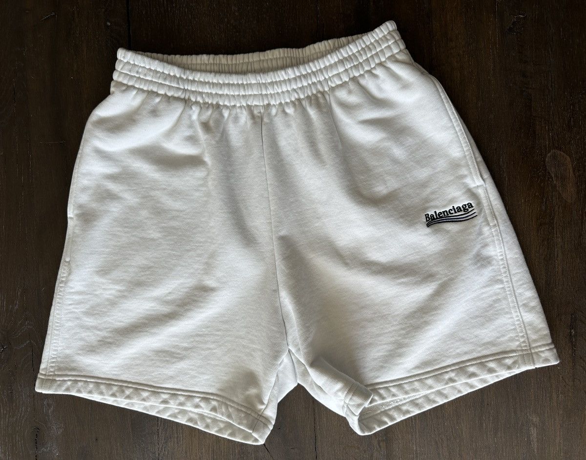Pre-owned Balenciaga White Embroided Political Shorts