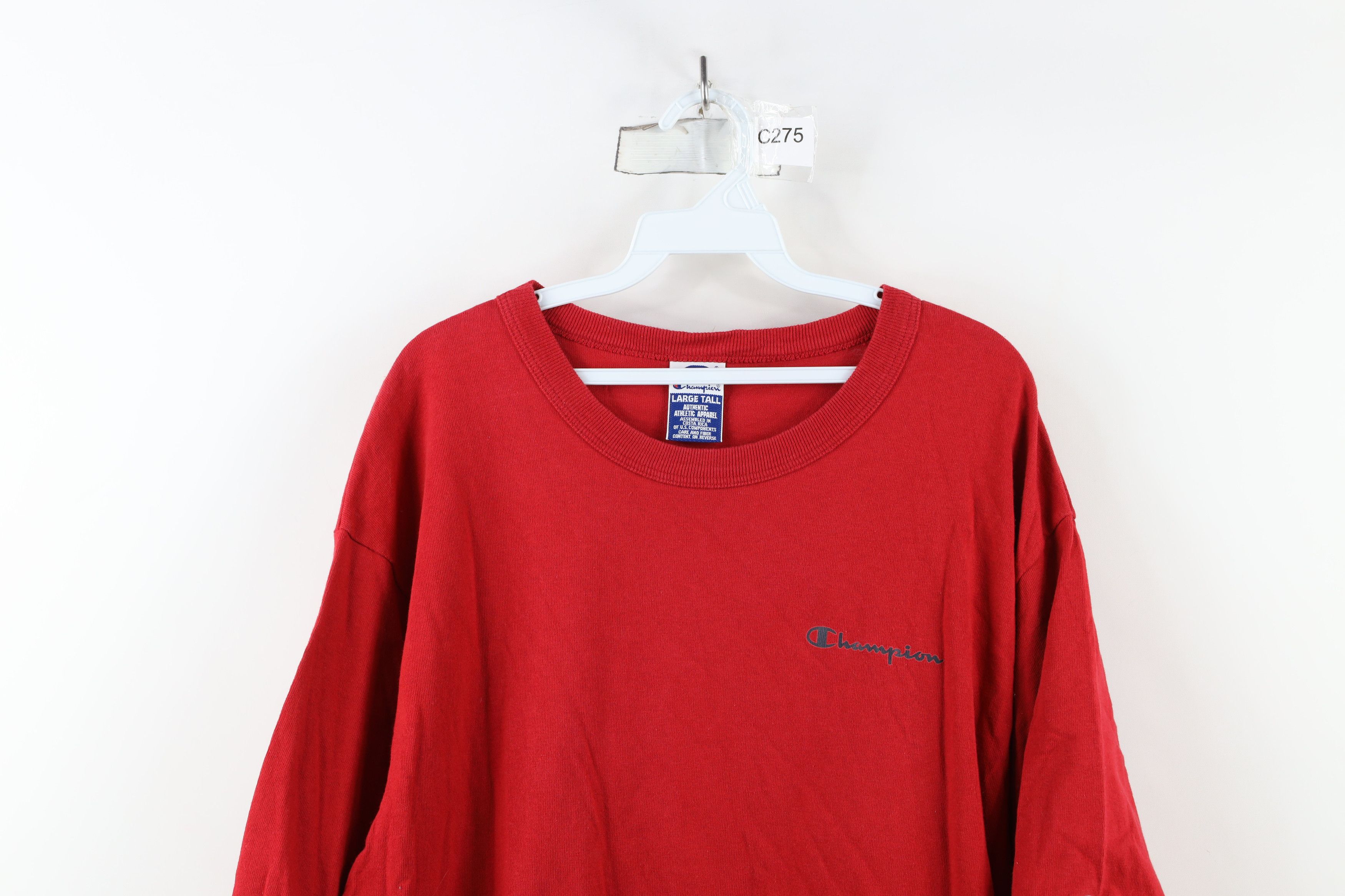 Champion × Vintage Vintage 90s Champion Faded Spell Out Jersey Knit T-Shirt Red Size US L / EU 52-54 / 3 - 2 Thumbnail