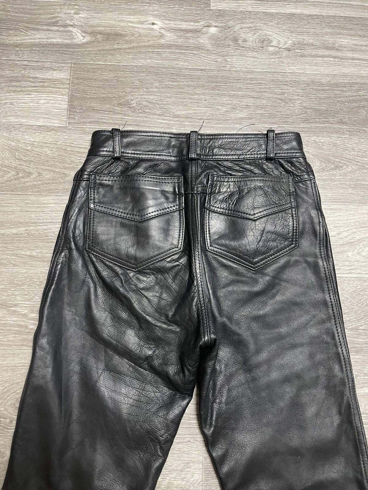 Genuine Leather Vintage Moto Real Leather Black Pants Size US 29 - 16 Thumbnail