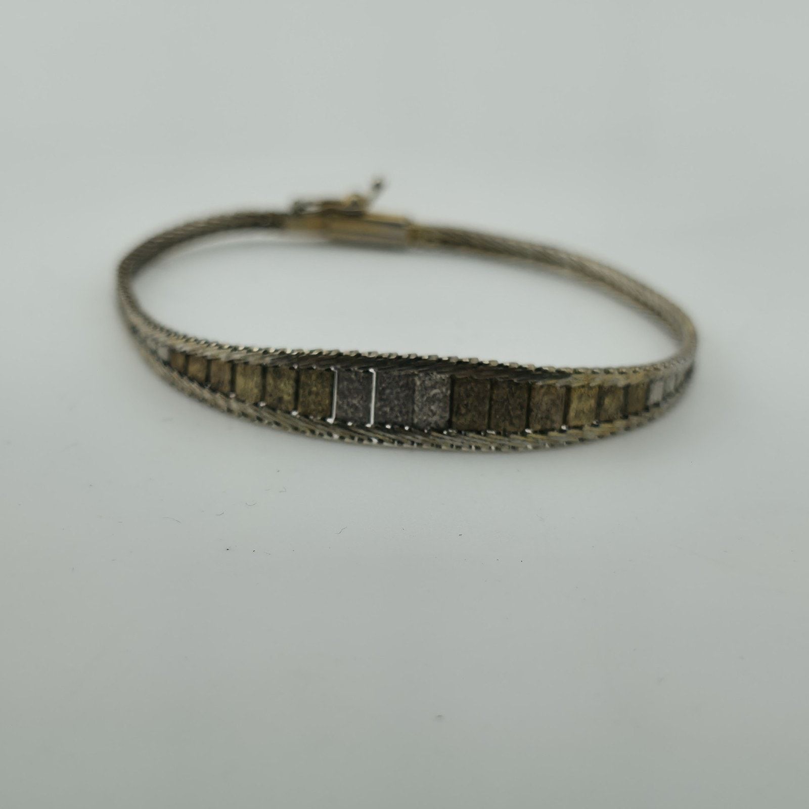 Other Sterling Silver Bracelet Two Tone Bracelet Panel Link 7" Size ONE SIZE - 1 Thumbnail