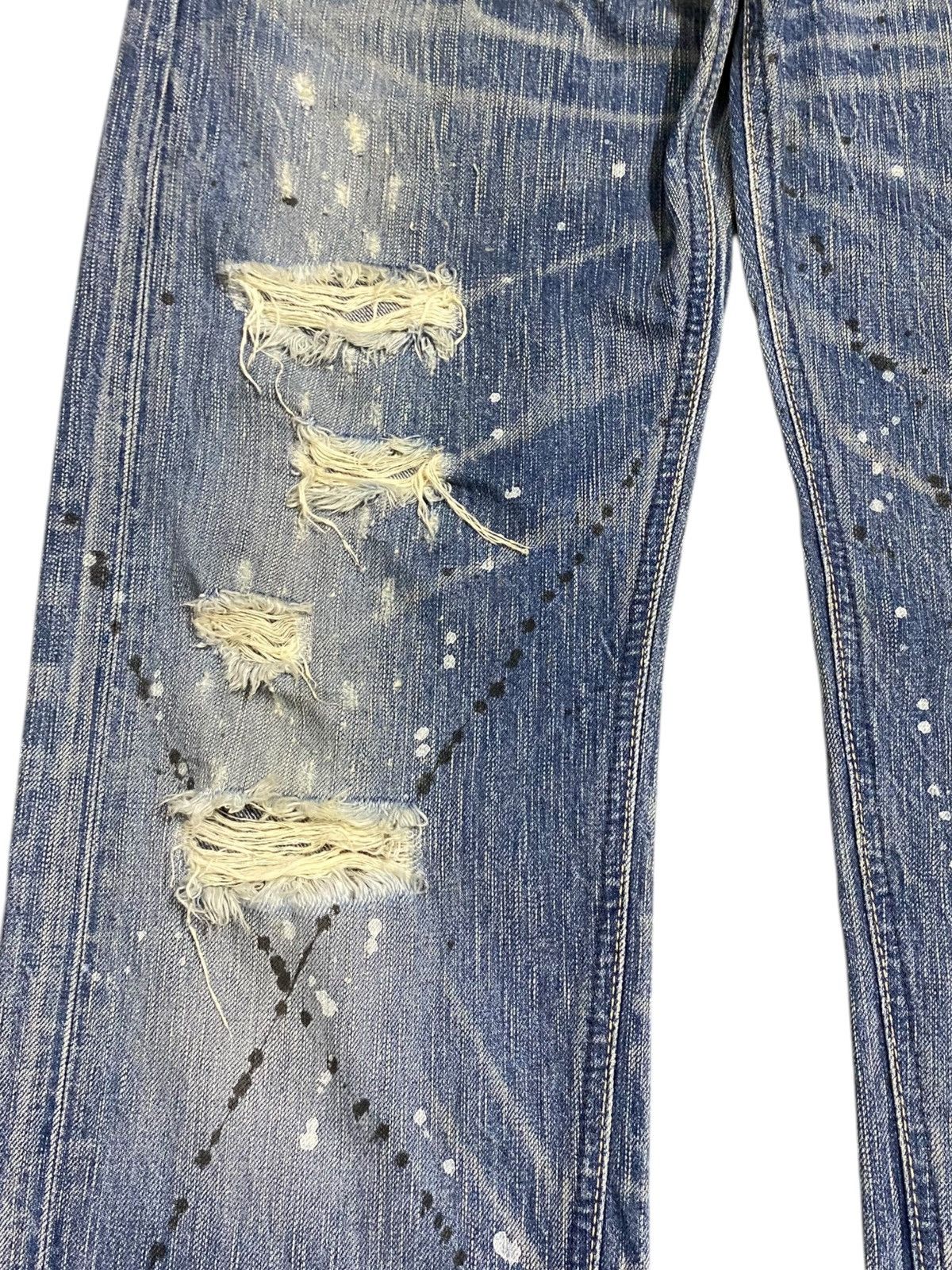 Japanese Brand Vintage Edwin 503 Faded Wash Paint Splatter Distressed Jeans Size US 31 - 9 Thumbnail
