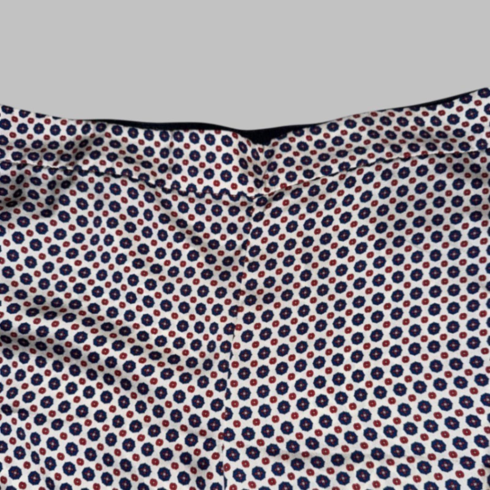 Zara Zara Basic Women Navy Red Geometric Tile Print Wide Leg S Size 26" / US 2 / IT 38 - 4 Thumbnail
