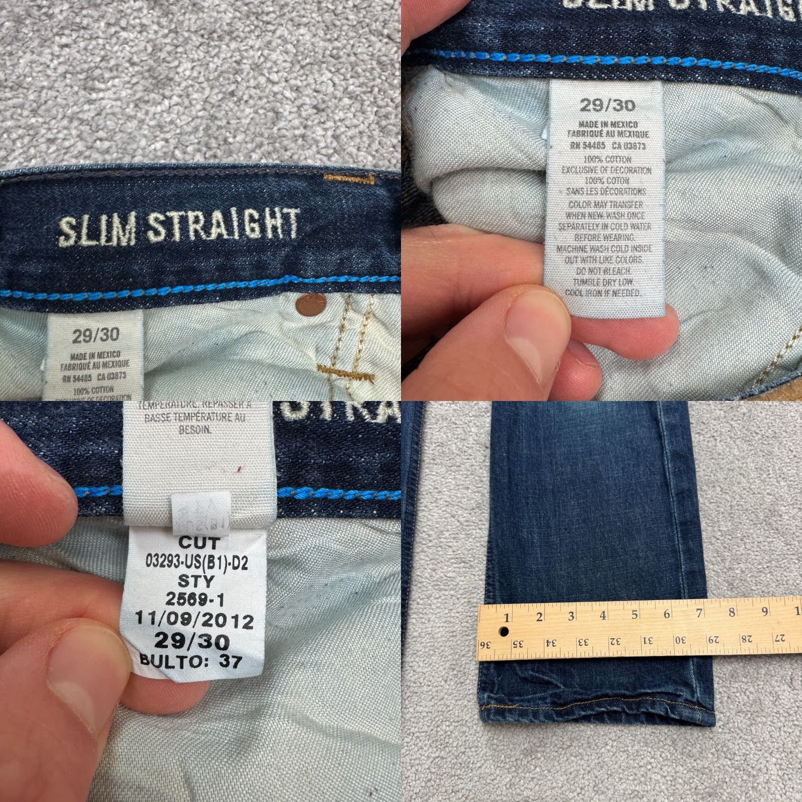 American Eagle Outfitters American Eagle Jeans Men Slim Fit Straight Leg Denim 29x30 Blue Dark Wash Cotton Size US 30 / EU 46 - 8 Thumbnail
