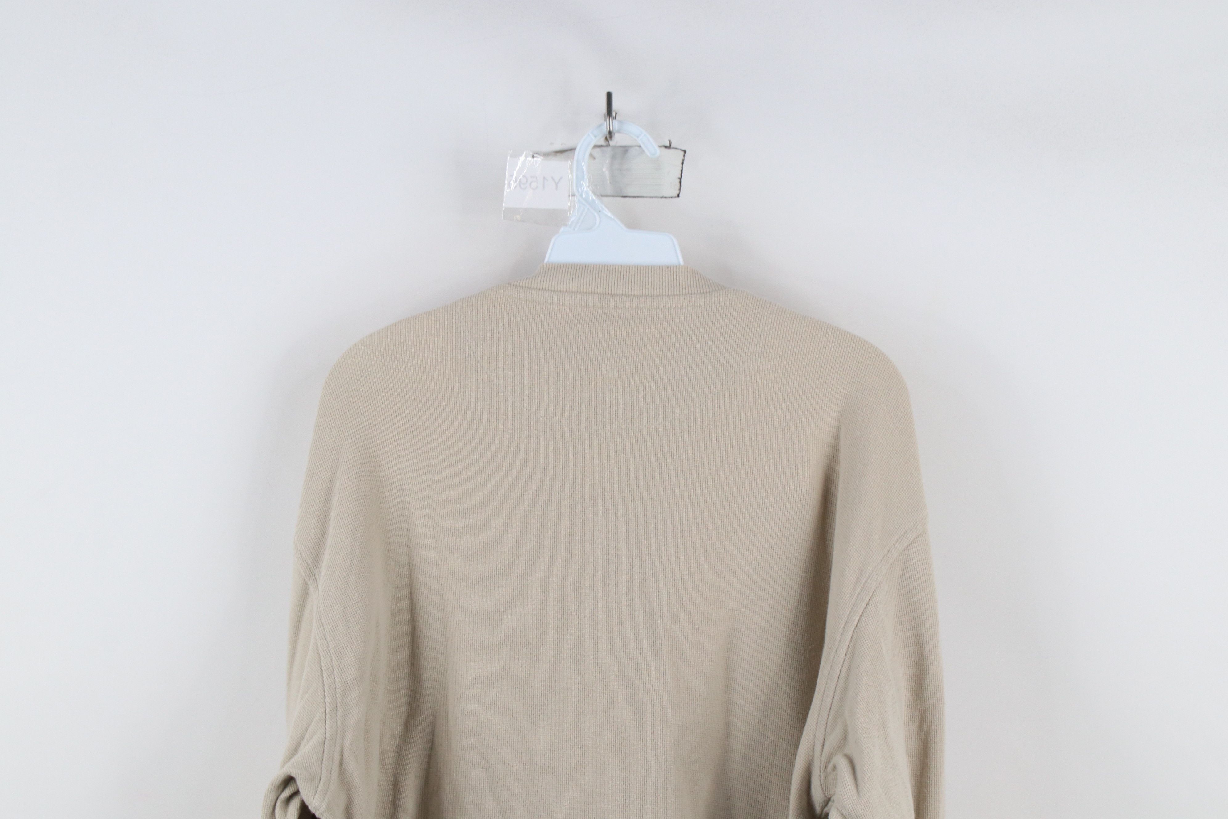 Cabelas × Vintage Vintage 90s Cabelas Thermal Waffle Knit Henley T-Shirt Beige Size US M / EU 48-50 / 2 - 8 Thumbnail