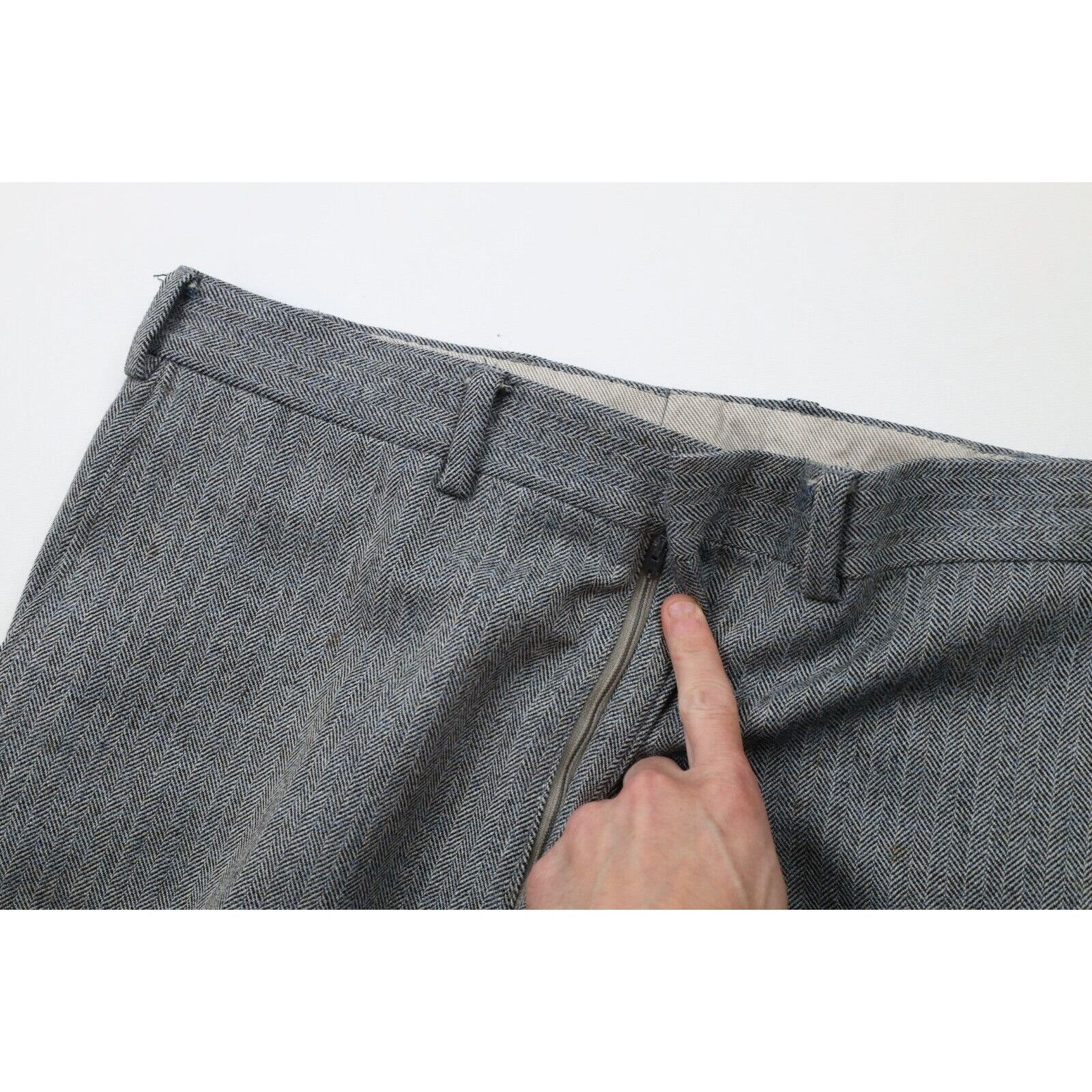 Vintage Vintaeg 70s Streetwear Wool Herringbone 3 Piece Suit Size 40L - 16 Thumbnail