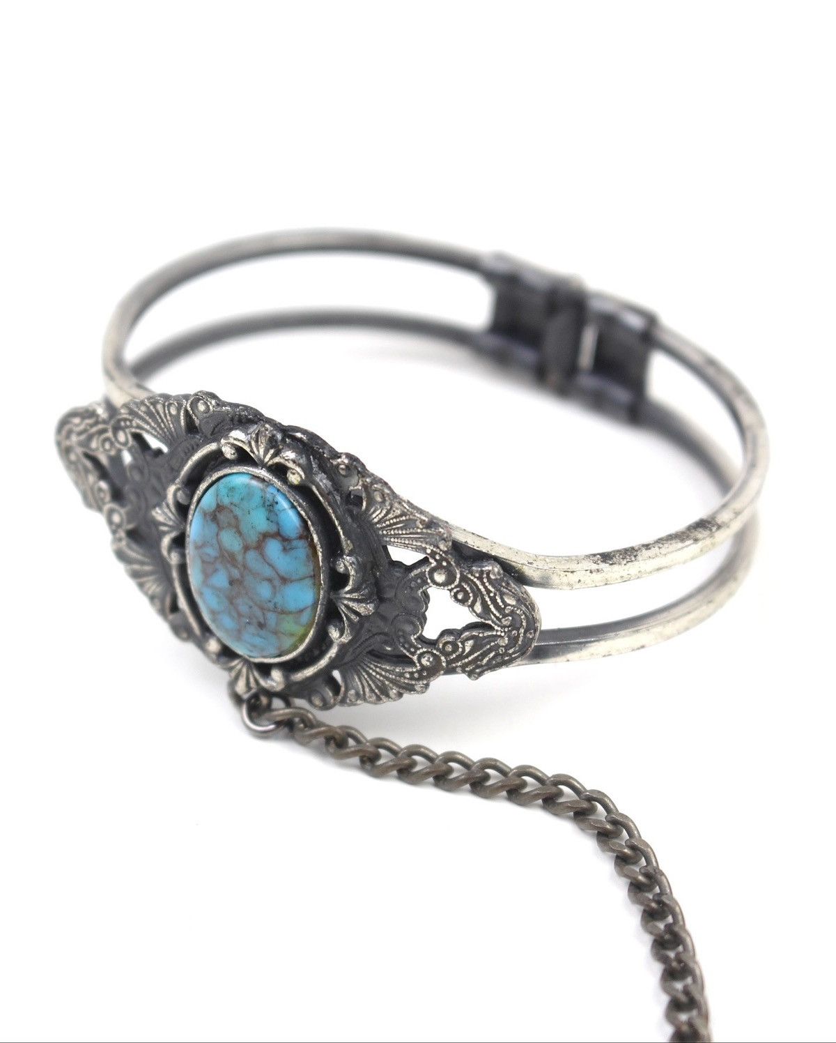 Vintage 2000S JAPANESE MADE BOHO TURQUOISE HAND CUFF & RING Size ONE SIZE - 9 Thumbnail