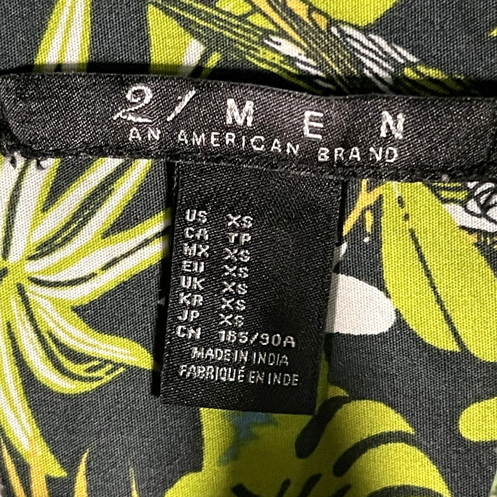 21 Men 21 Men Shirt XS Black Tropical Hawaiian Parrot Leaf Short Sleeve Button Up Mens Size US XS / EU 42 / 0 - 5 Thumbnail