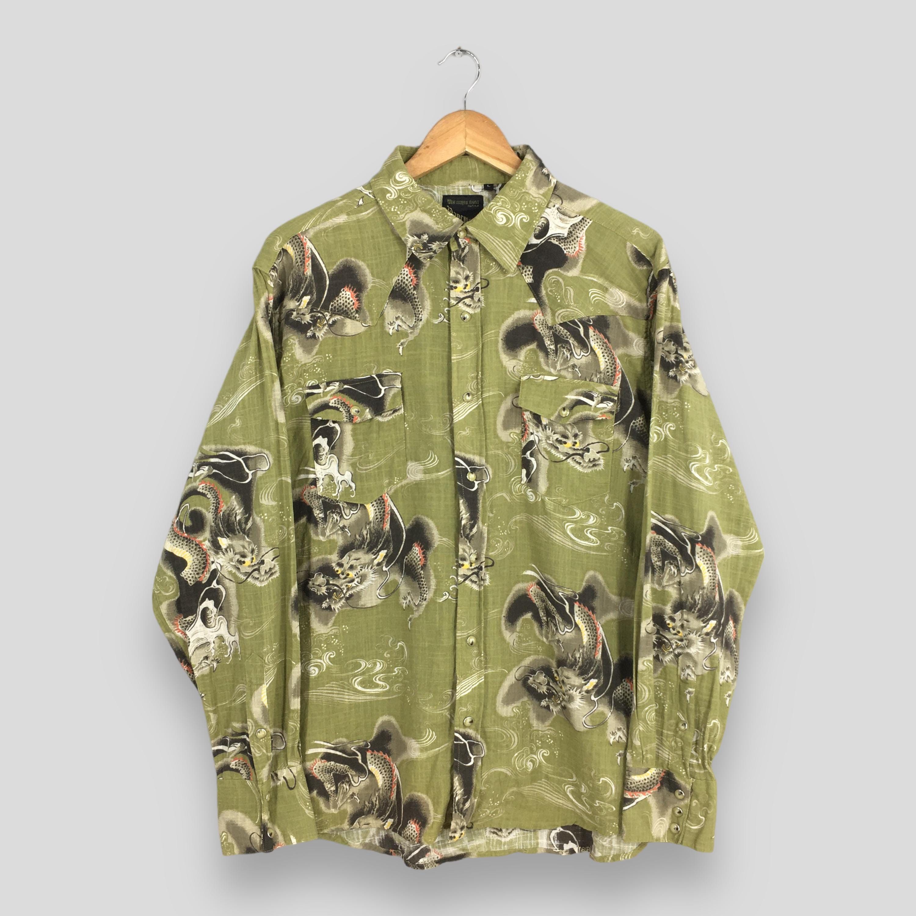 Flannel × Vintage Vintage Pavement Japanese Dragon Raijin Art Shirt Large Size US L / EU 52-54 / 3 - 1 Thumbnail