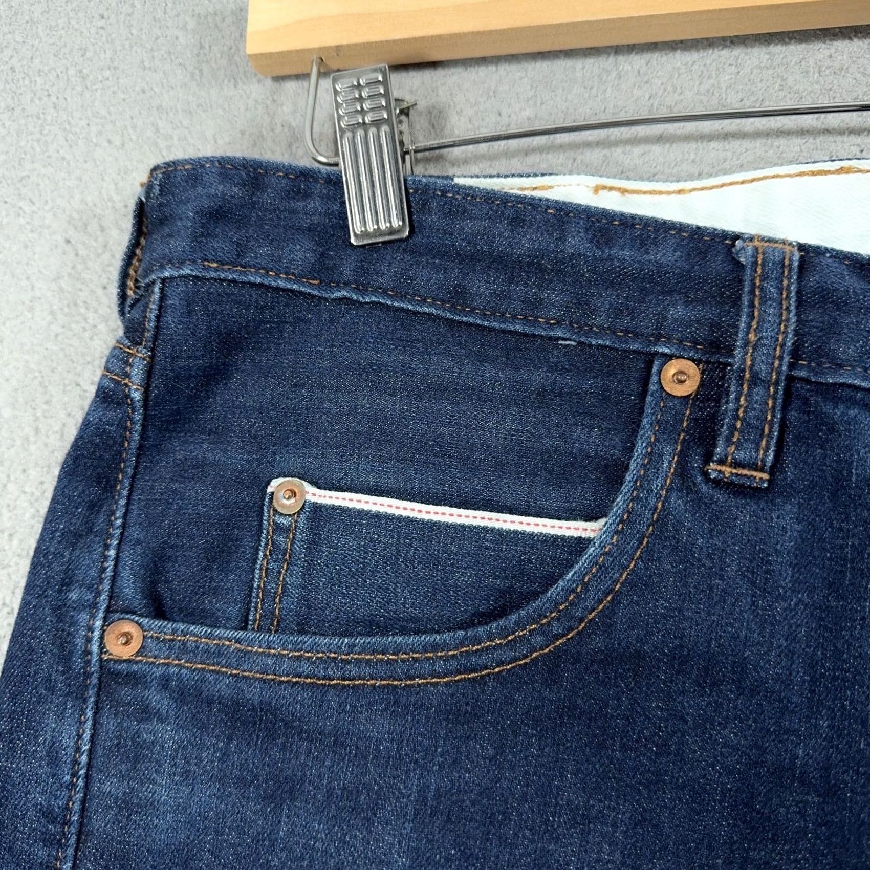 Denime Billiam Jeans Mens 33x29 Blue Denim Slim Tapered Button Fly Made USA Vintage No Size US 33 - 4 Thumbnail