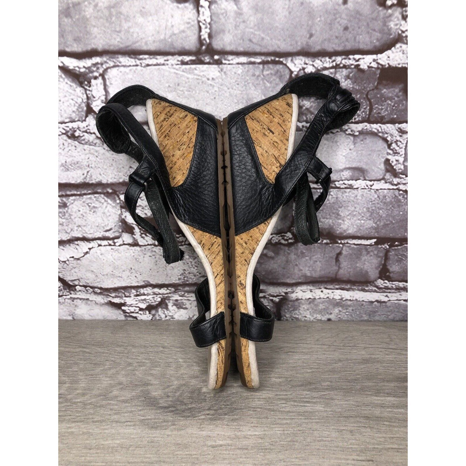 Patagonia Patagonia Black Leather Ankle Strap Cork Wedge Sandals Women Size US 6.5 / IT 36.5 - 14 Thumbnail